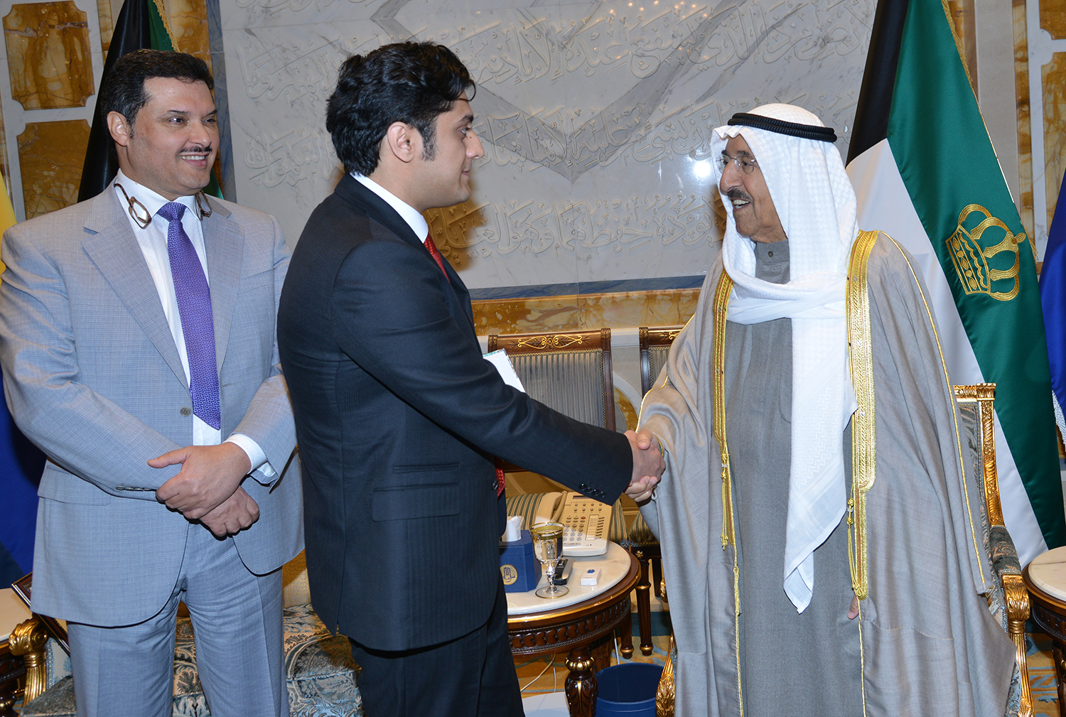 His Highness the Amir Sheikh Sabah Al-Ahmad Al-Jaber Al-Sabah receives Dr. Zeyad Abdullah Al-Kanderi