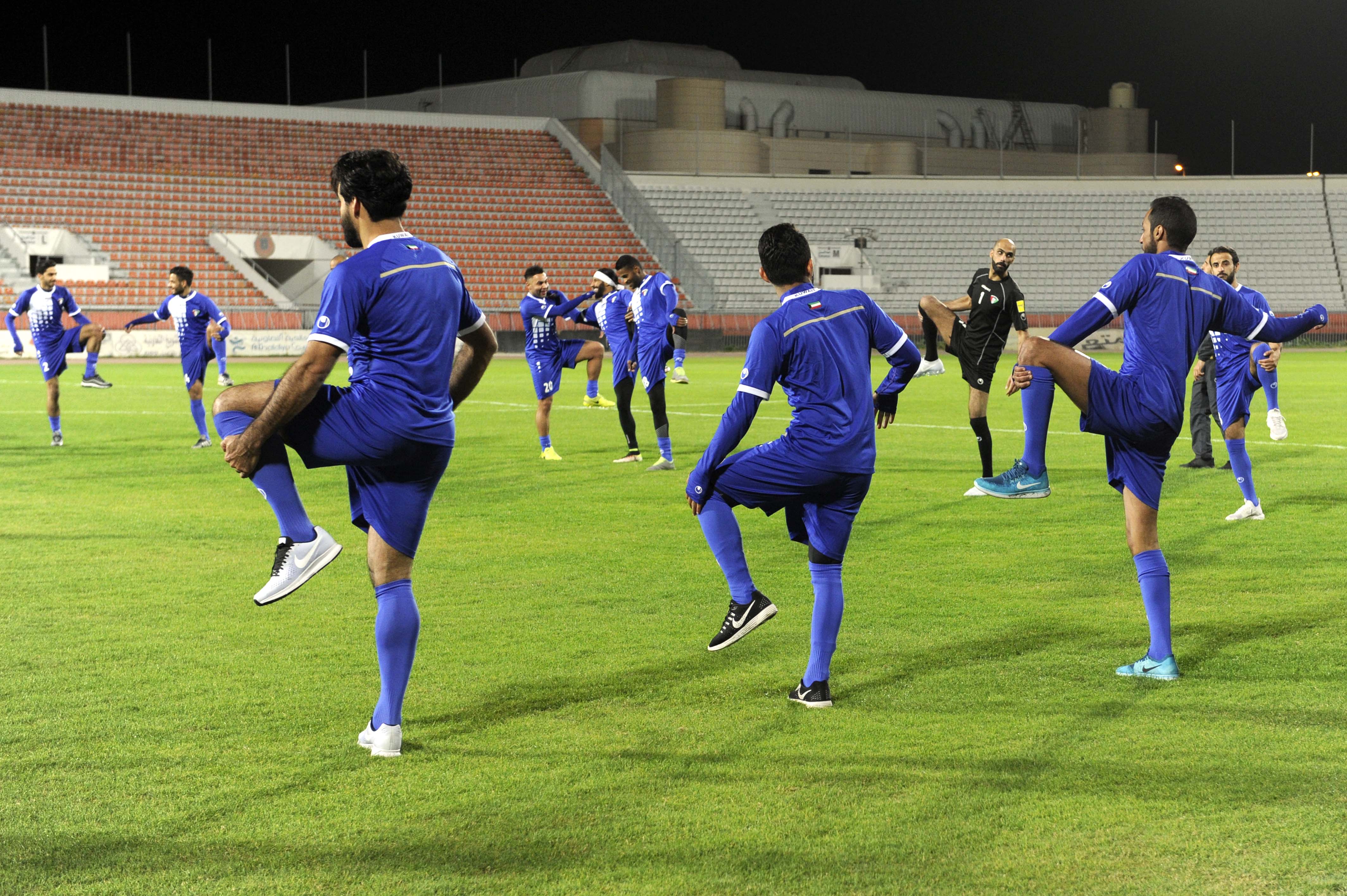 Kuwaiti footballers during training session
