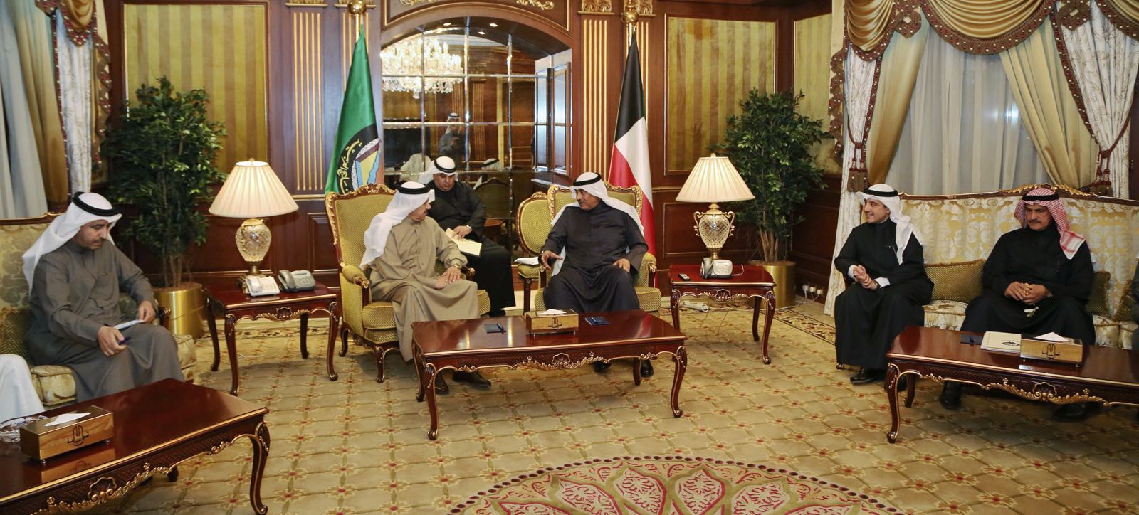 Kuwait's First Deputy Premier and Foreign Minister Sheikh Sabah Khaled Al-Hamad Al-Sabah with visiting GCC Secretary General Abdullatif Al-Zayani