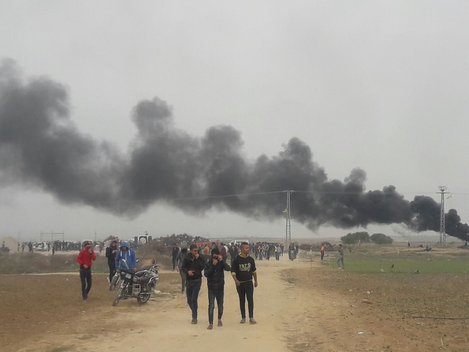 Young Palestinians participate in the demonstration