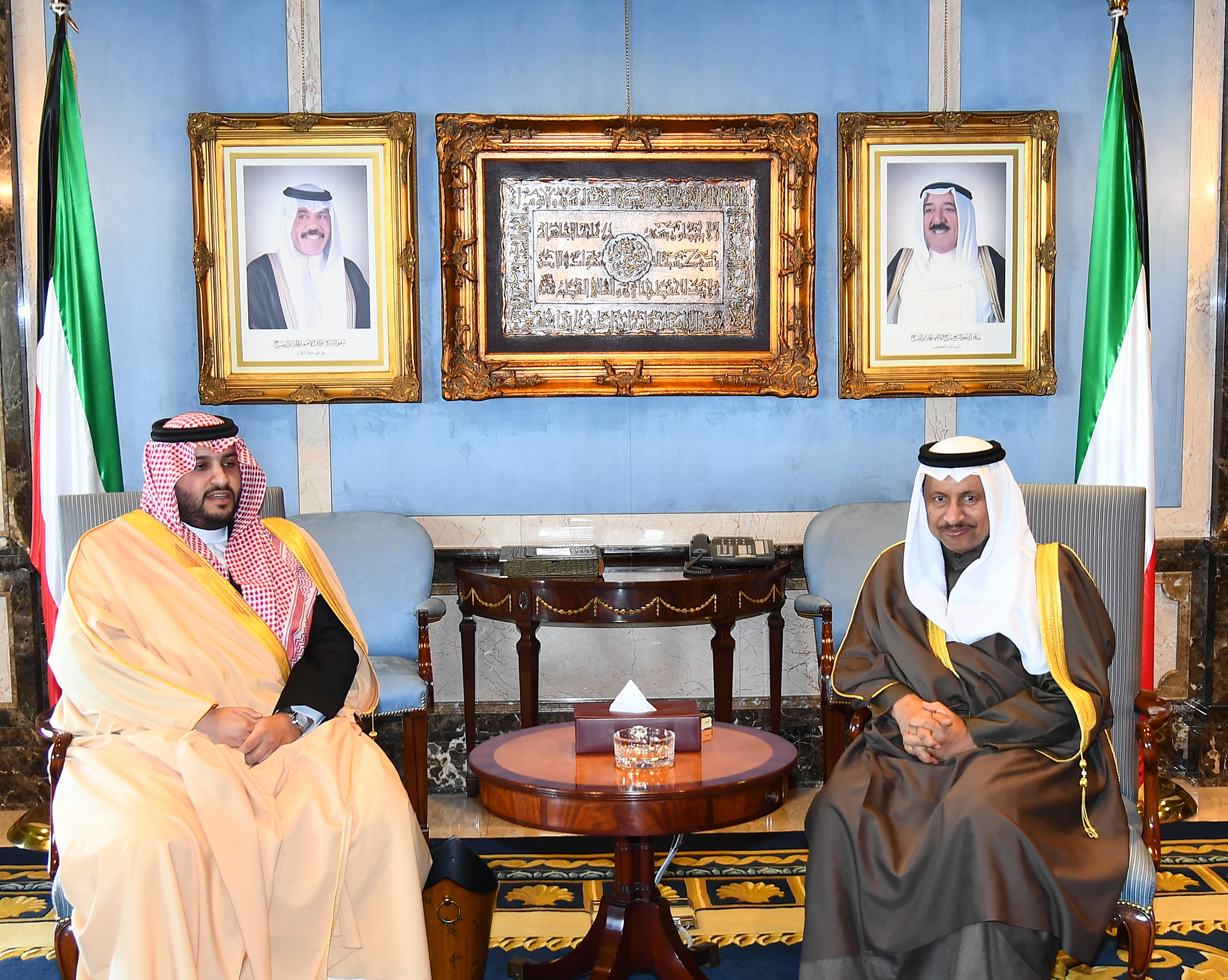 سمو الشيخ جابر المبارك الحمد الصباح رئيس مجلس الوزراء يستقبل المستشار بالديوان الملكي في المملكة العربية السعودية صاحب السمو الملكي الامير تركي بن محمد بن فهد بن عبدالعزيز ال سعود