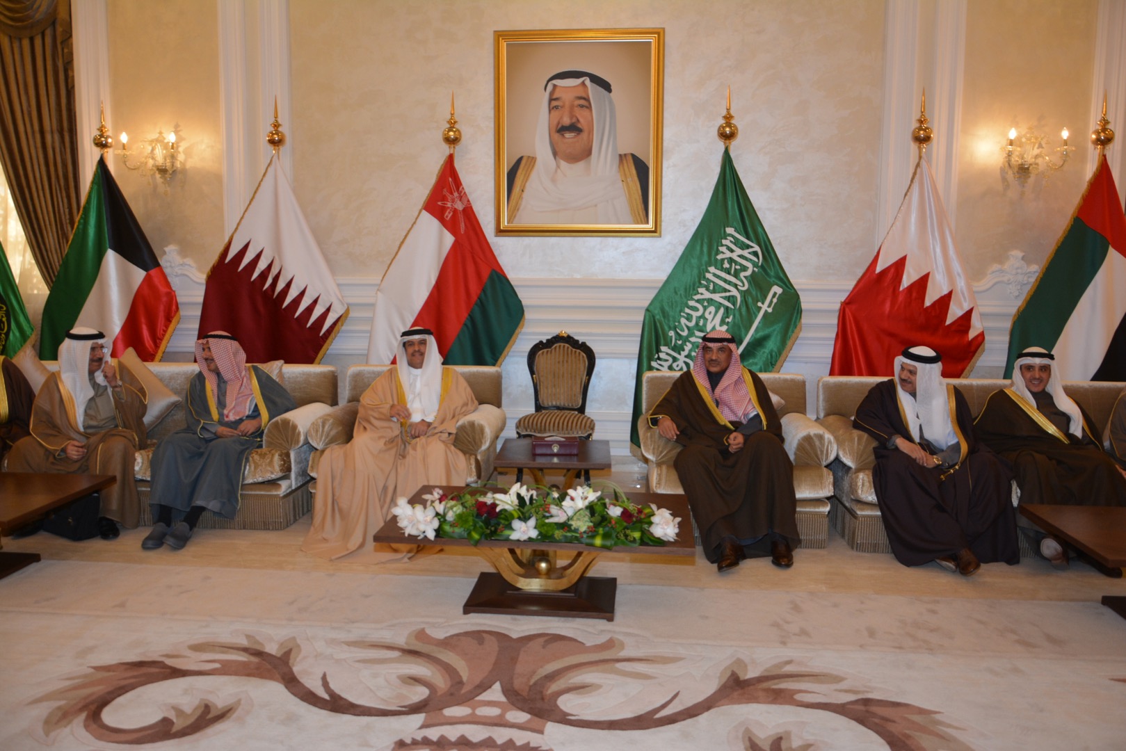 First Deputy Prime Minister and Minister of Foreign Affairs Sheikh Sabah Al-Khaled Al-Hamad Al-Sabah receives Bahraini Deputy Foreign Minister Abdullah bin Faisal bin Jabr Al-Dosari