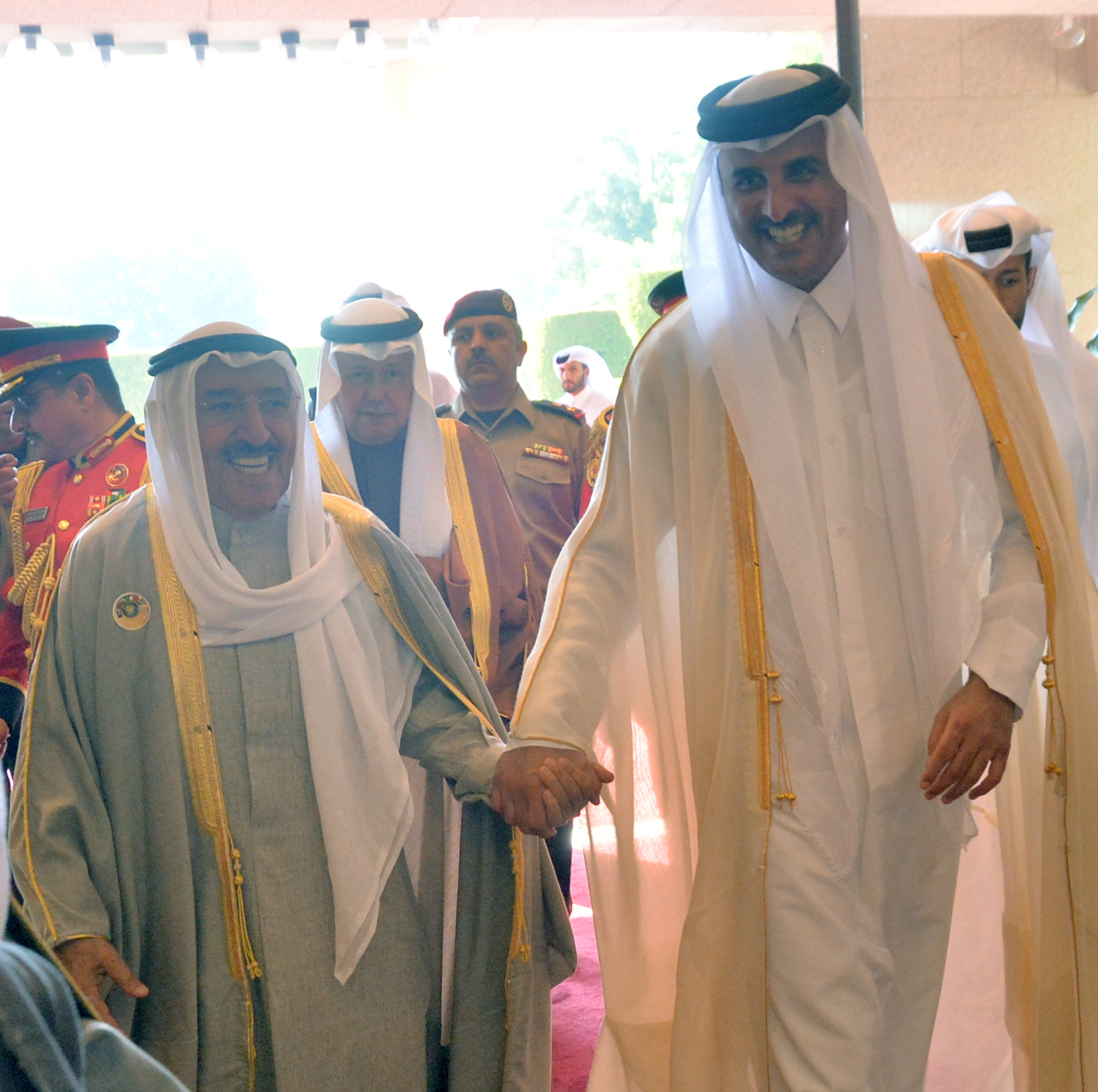 His Highness the Amir Sheikh Sabah Al-Ahmad Al-Jaber Al-Sabah receives Qatar's Amir Sheikh Tamim bin Hamad Al-Thani