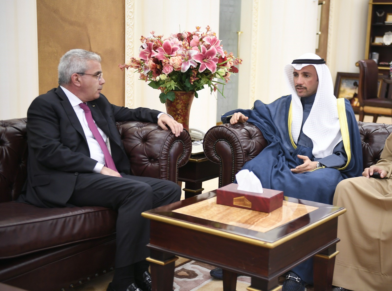 Kuwaiti National Assembly Speaker Marzouq Al-Ghanim receives Palestinian Ambassador to Kuwait Rami Tahboub
