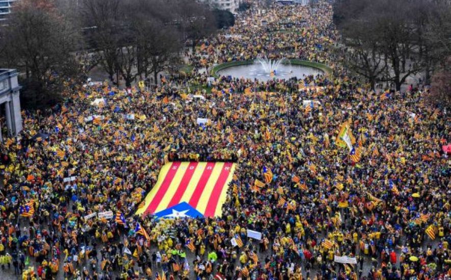 Demonstration in favour of Catalan independence in Brussels