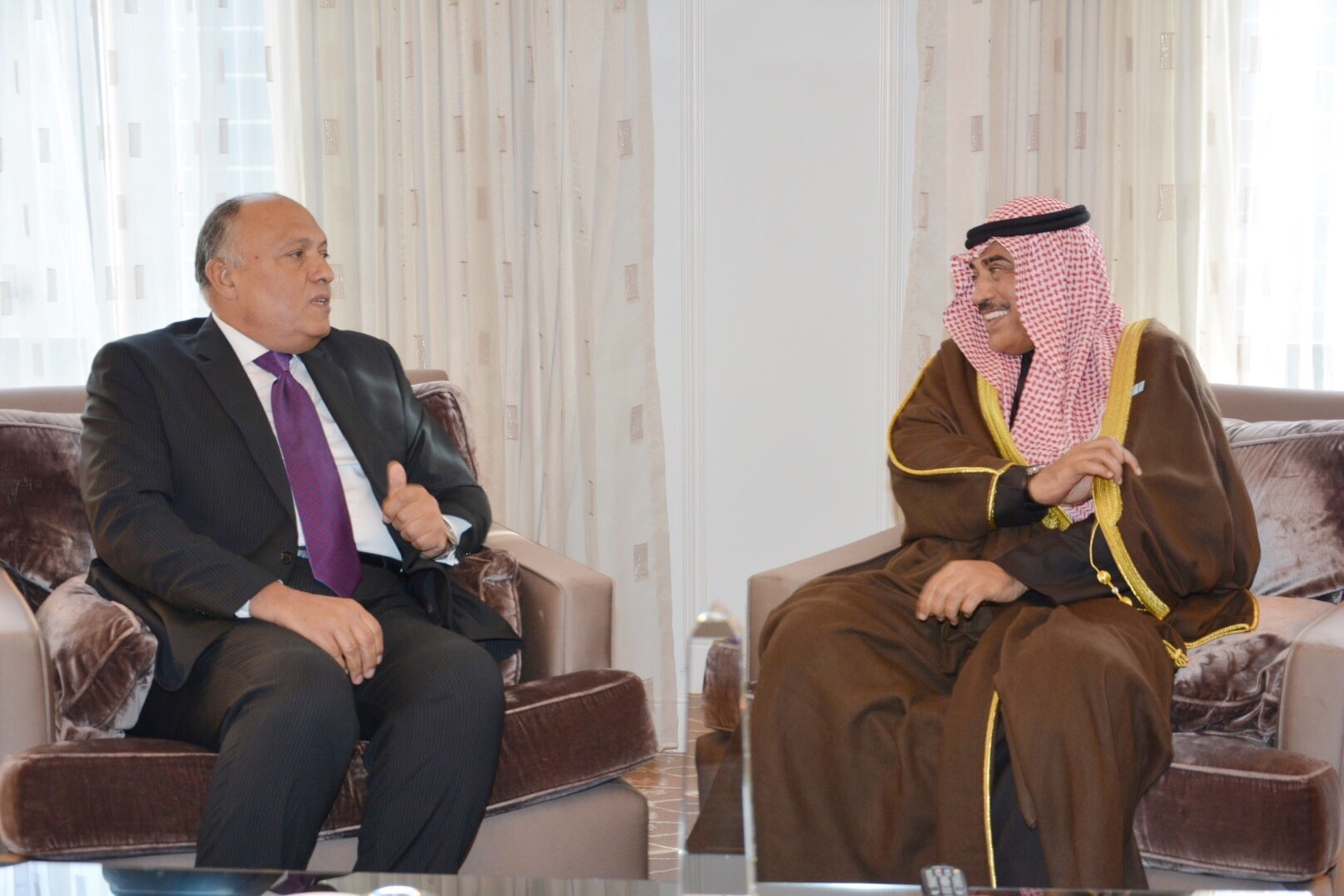 Foreign Minister Sheikh Sabah Al-Khaled Al-Hamad Al-Sabah meets Egyptian Foreign Minister Sameh Shukri