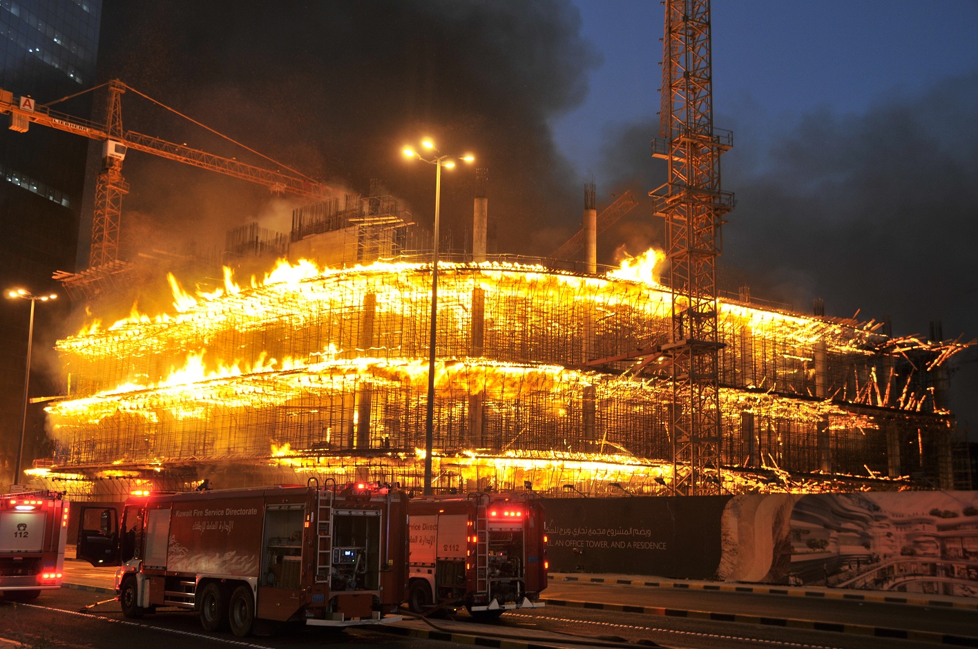 Fire Department operation center received a call of a fire in one of the under-construction buildings, spreading to 380,000 square meters