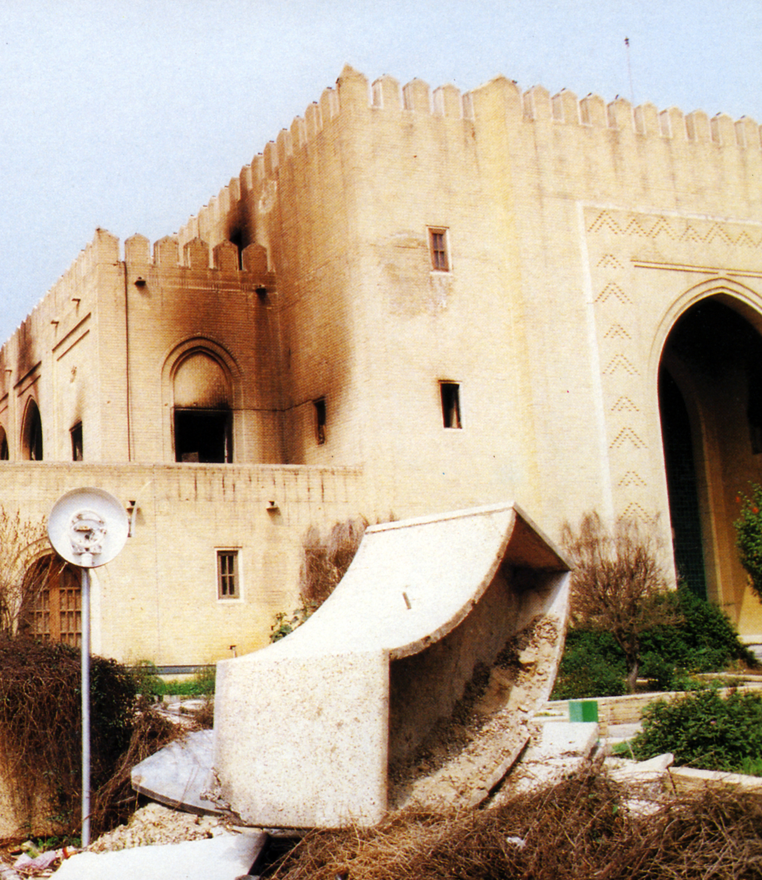 Al-Seif palace after being destroyed by Iraqi soldiers during the invasion