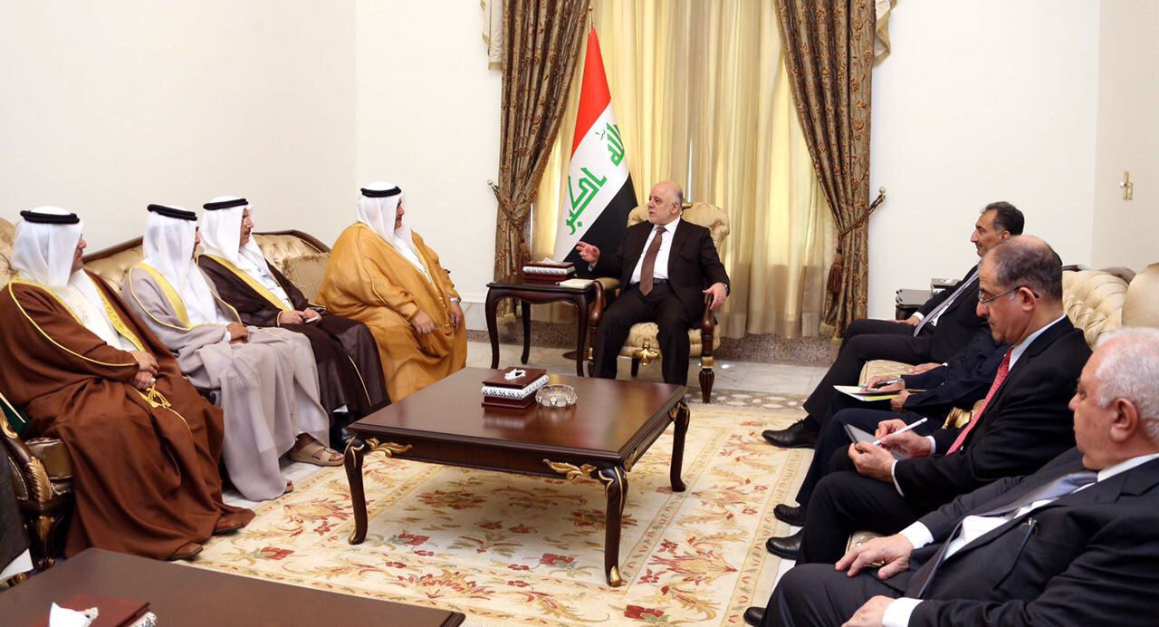 Iraqi Prime Minister Haider Al-Abadi meets with visiting Bahraini Foreign Minister Sheikh Khalid bin Ahmad