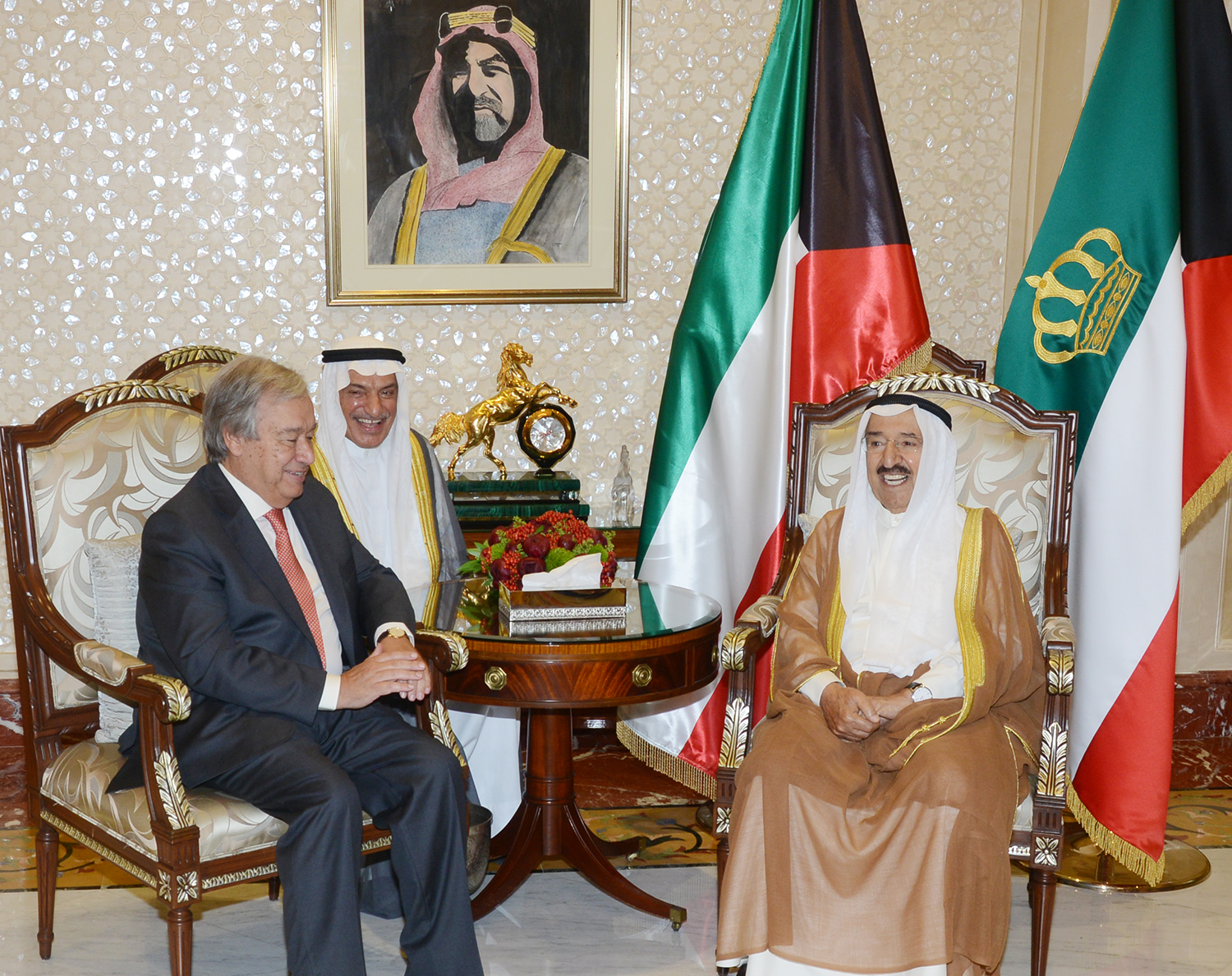 His Highness the Amir Sheikh Sabah Al-Ahmad Al-Jaber Al-Sabah's meets Visiting UN Secretary General Antonio Guterres