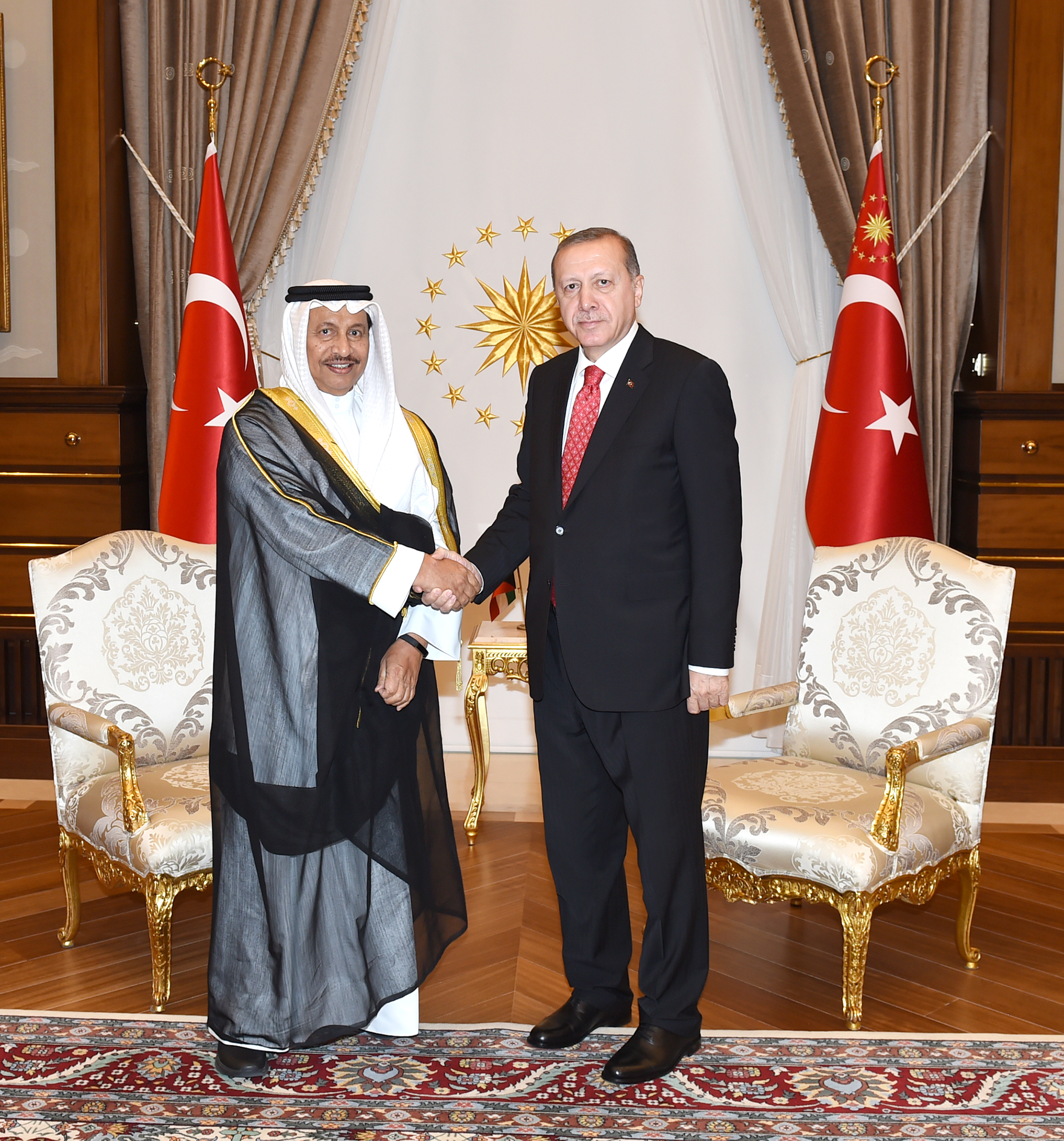 His Highness the Prime Minister Sheikh Jaber Al-Mubarak Al-Hamad Al-Sabah with Turkish President Recep Tayyip Erdogan