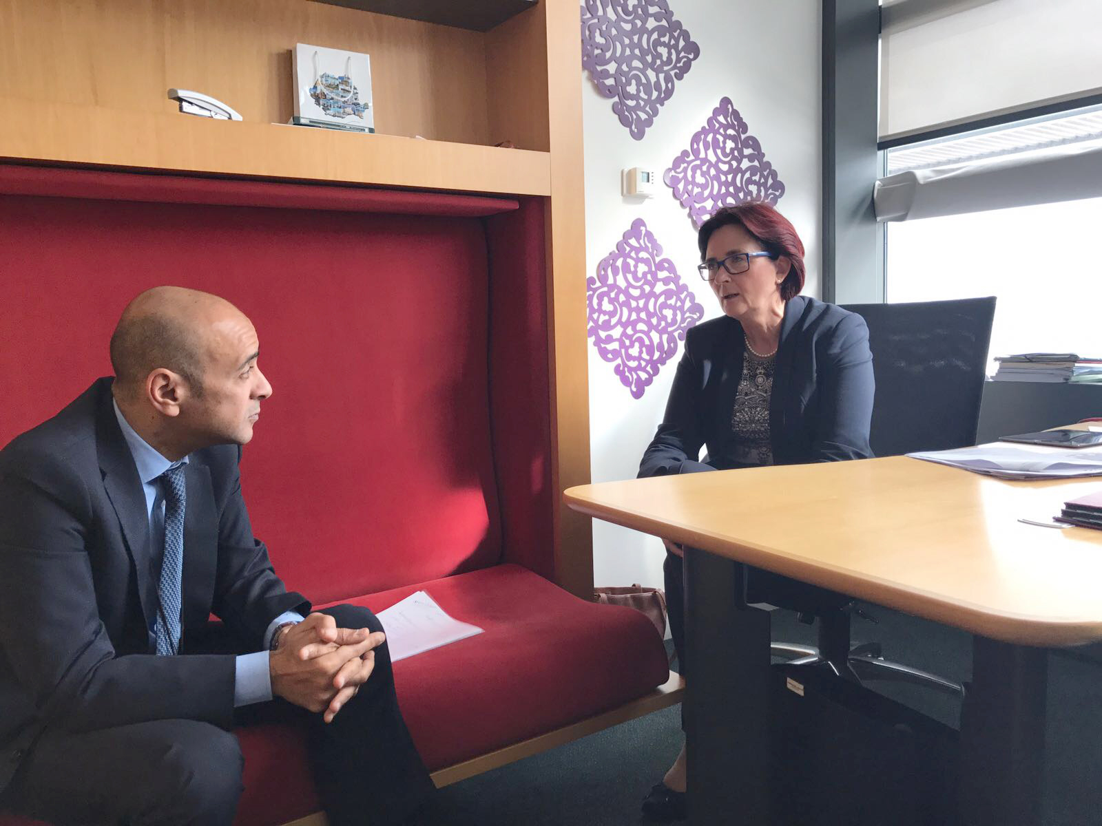 Kuwait's Ambassador to Belgium, European Union, and Luxembourg, Jasem Al-Budaiwi meets Member of the European Parliament