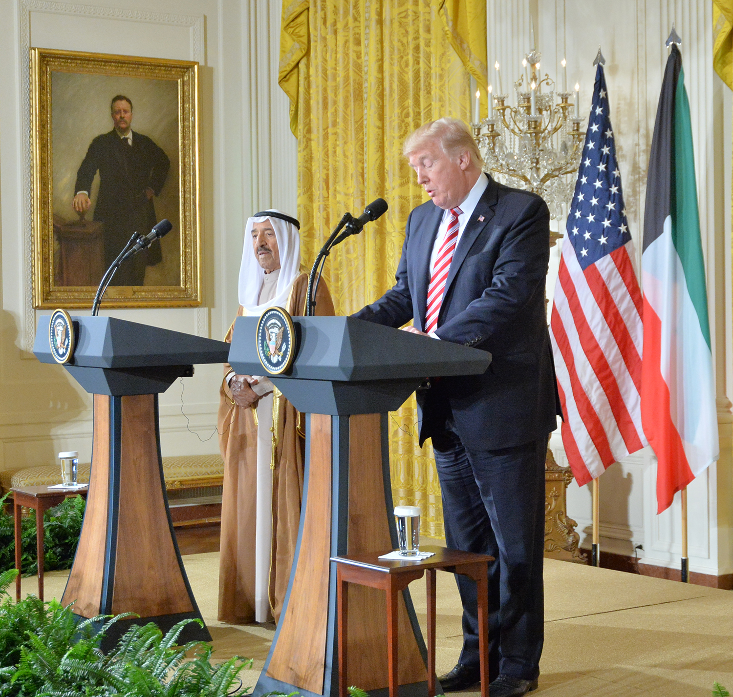 His Highness the Amir Sheikh Sabah Al-Ahmad Al-Jaber Al-Sabah and US President Donald Trump