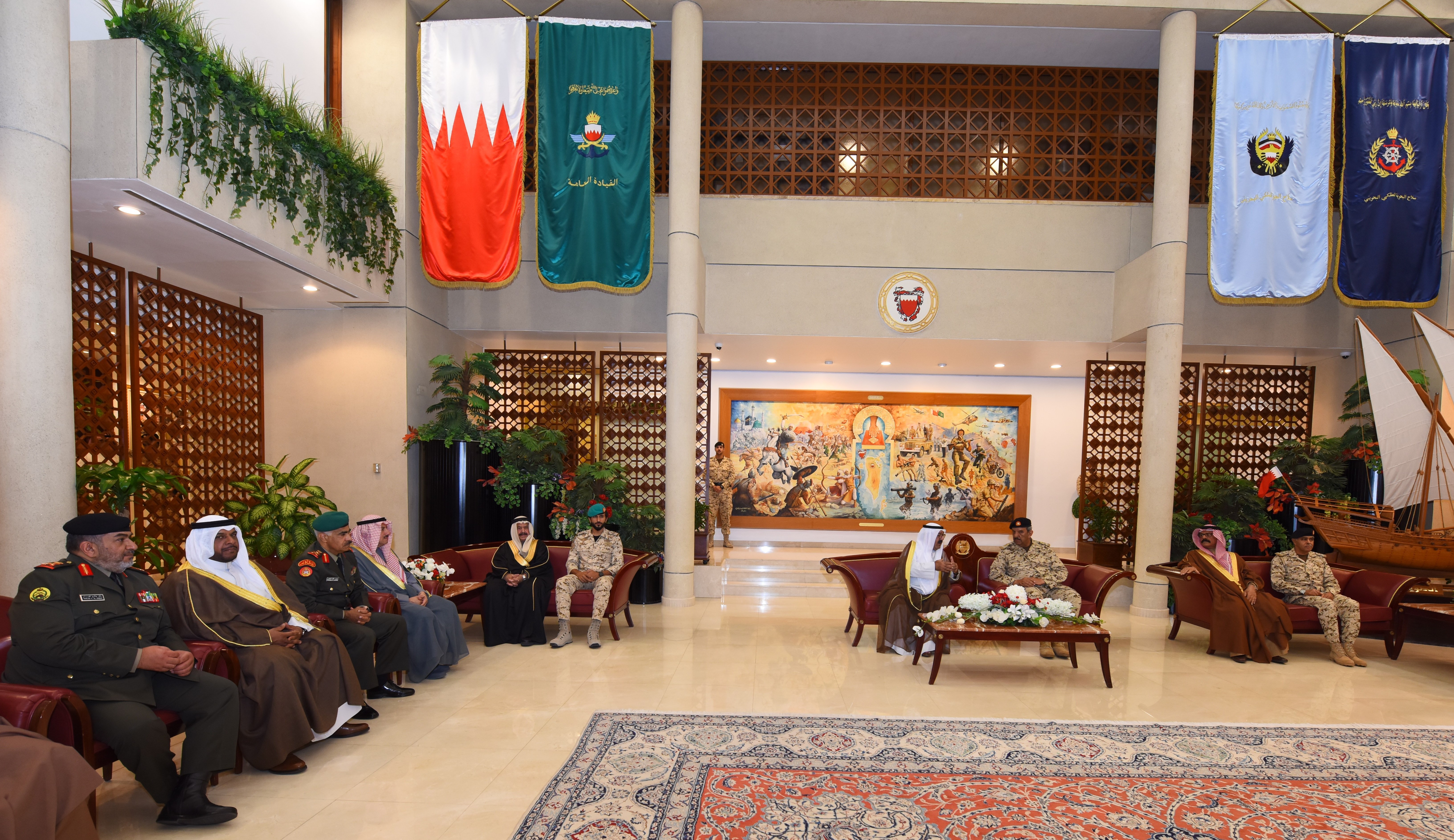 General Commander of the Bahraini Defense Force Field Marshal Sheikh Khalifa bin Ahmad Al-Khalifa receives First Deputy PM and Defense Minister Sheikh Nasser Sabah Al-Ahmad Al-Sabah
