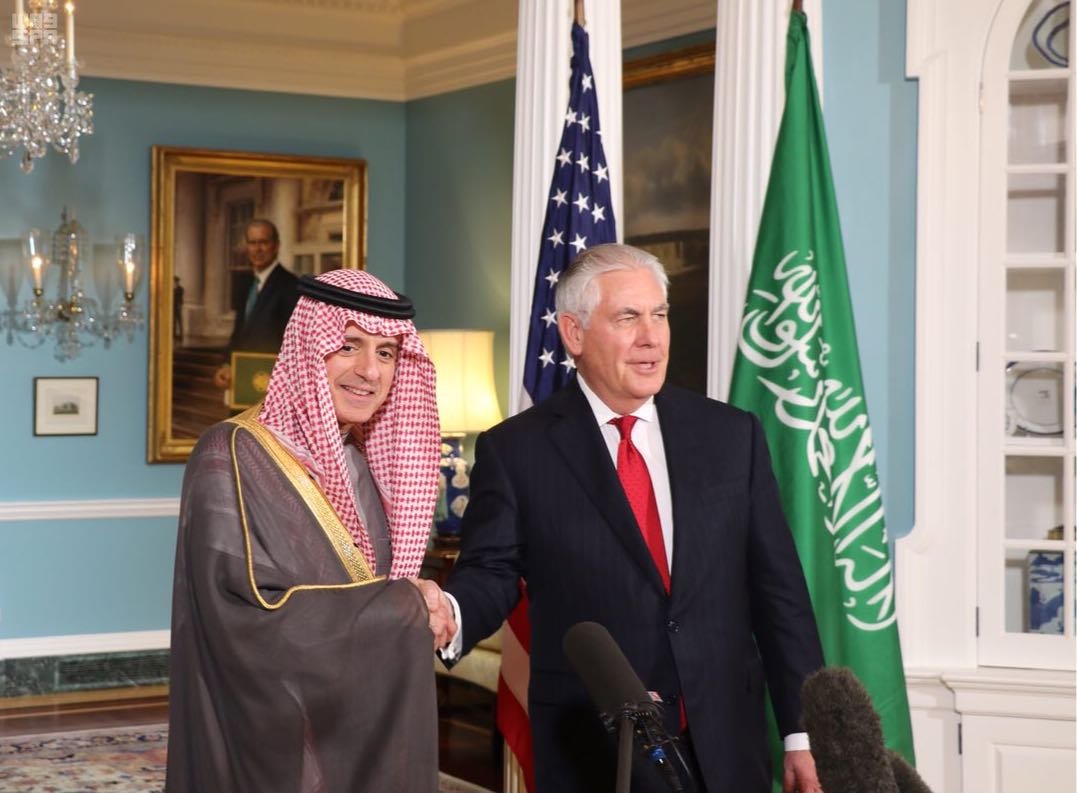 وزير الخارجية الامريكي ريكس تيلرسون يلتقي نظيره السعودي عادل الجبير بمقر وزارة الخارجية الأمريكية