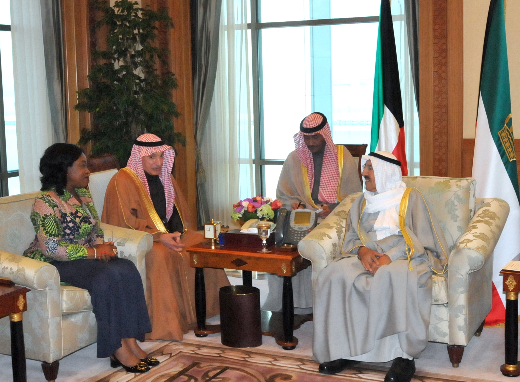 His Highness the Amir Sheikh Sabah Al-Ahmad Al-Jaber Al-Sabah receives Ghana's Minister of Foreign Affairs and regional Integration Shirley Ayorkor Botchwey