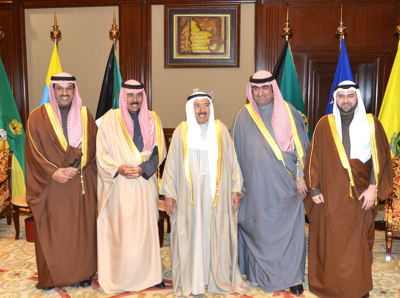 H.H the Amir Sheikh Sabah Al-Ahmad Al-Jaber Al-Sabah -- with attendance of H.H the Crown Prince Sheikh Nawaf Al-Ahmad Al-Jaber Al-Sabah -- received Minister of Commerce and Industry  , senior officials of the Public Authority for Sport and chairmen o