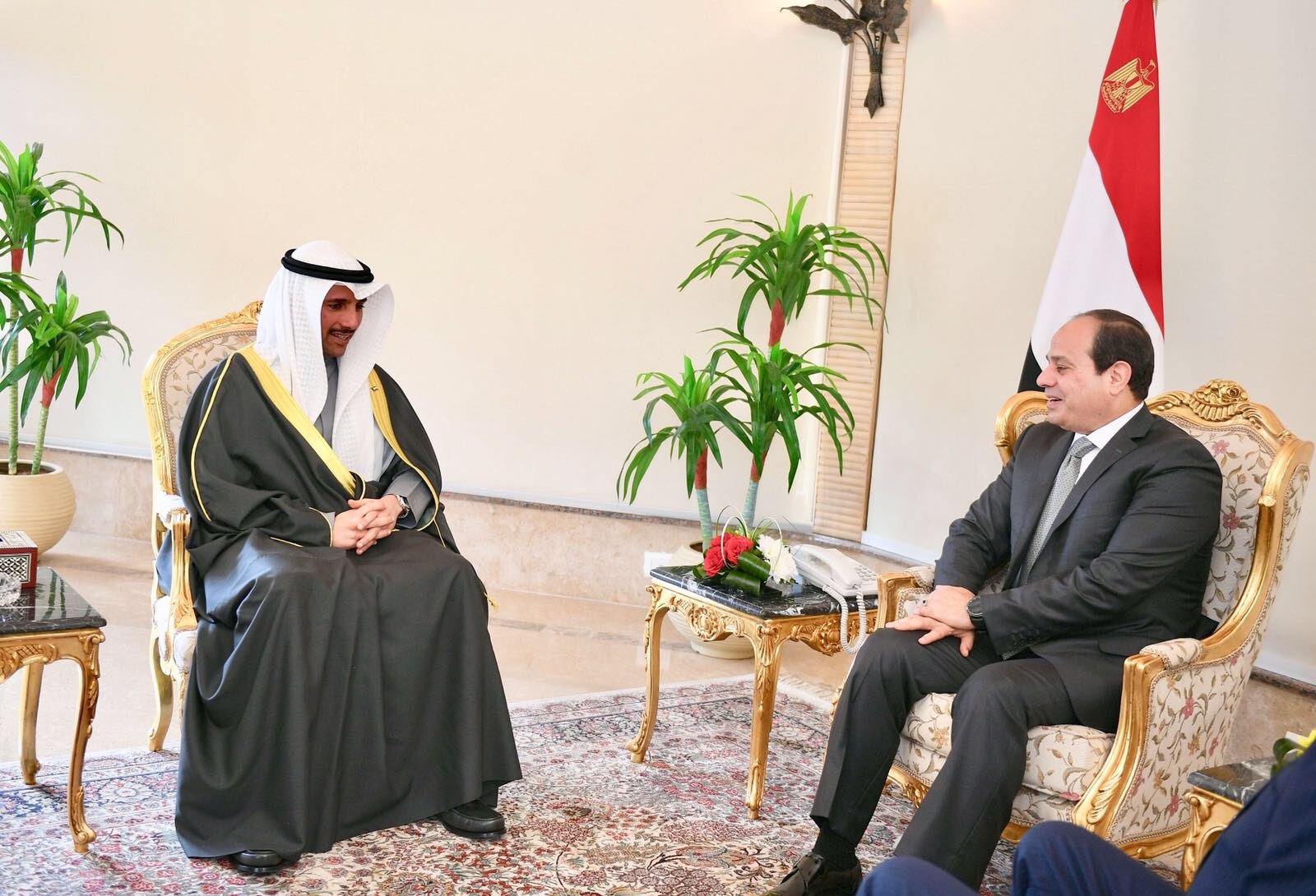 Egyptian President Abdelfattah Al-Sisi receives Speaker of Kuwait National Assembly Marzouq Ali Al-Ghanim