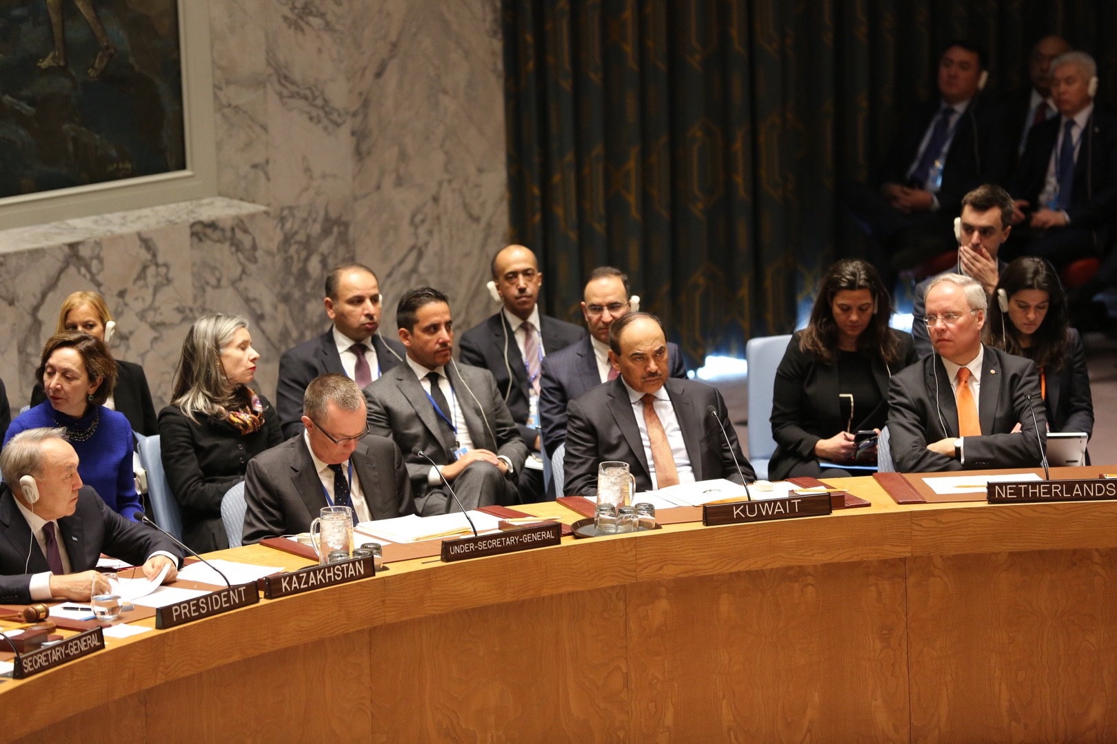 Deputy Prime Minister and Foreign Minister Sheikh Sabah Al-Khaled Al-Hamad Al-Sabah during the UN Security Council meeting