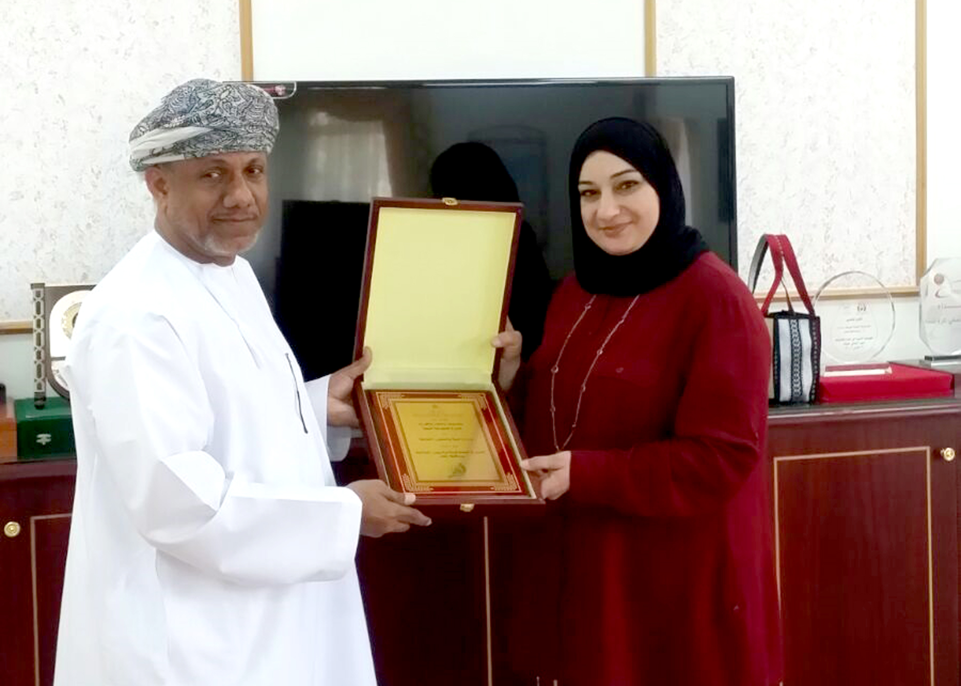 Head of the environmental awareness team Masoumah Mathkouri participates in ceremony of Oman Environment Day