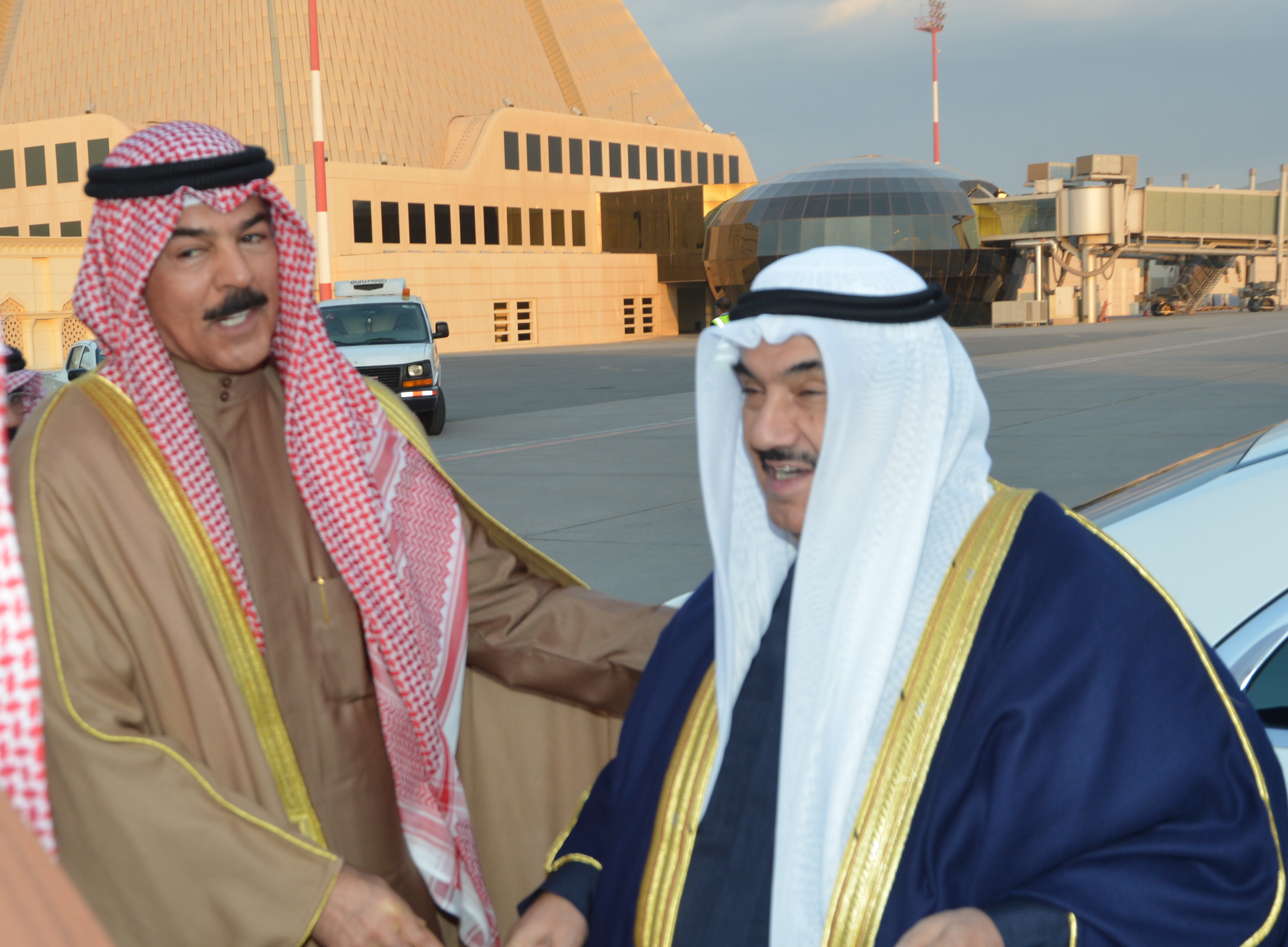 Representative of His Highness the Amir Sheikh Sabah Al-Ahmad Al-Jaber Al-Sabah, His Highness Sheikh Naser Al-Mohammad Al-Ahmad Al-Sabah during left for UAE