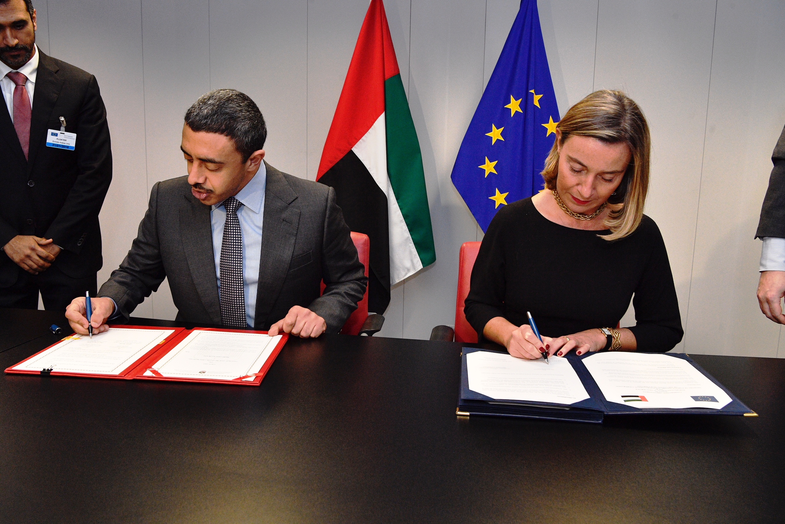 EU High Representative Federica Mogherini and the United Arab Emirates Foreign Minister Sheikh Abdullah bin Zayed Al Nahyan