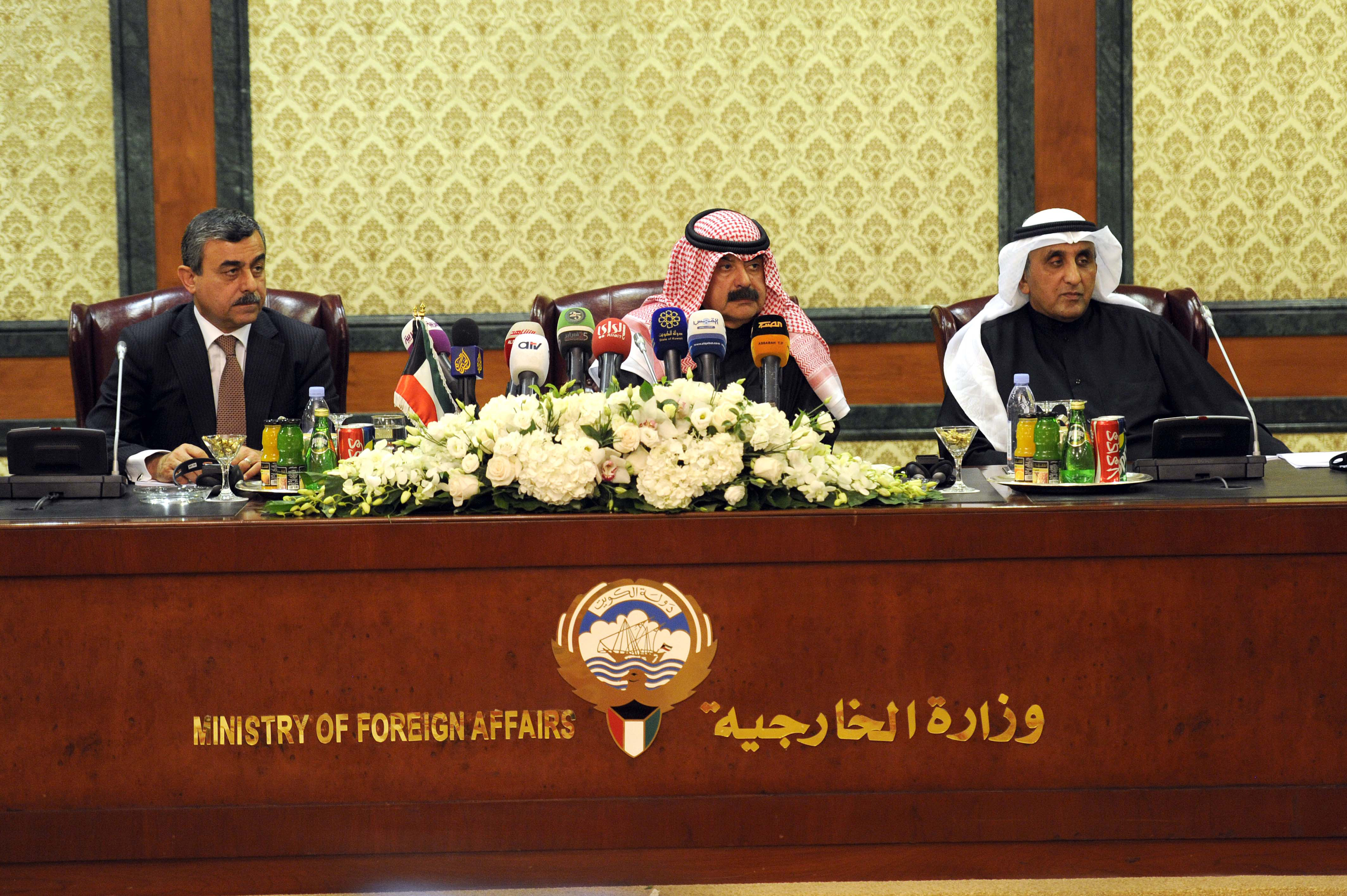 Kuwait's Deputy Foreign Minister Khaled Al-Jarallah during the press conference