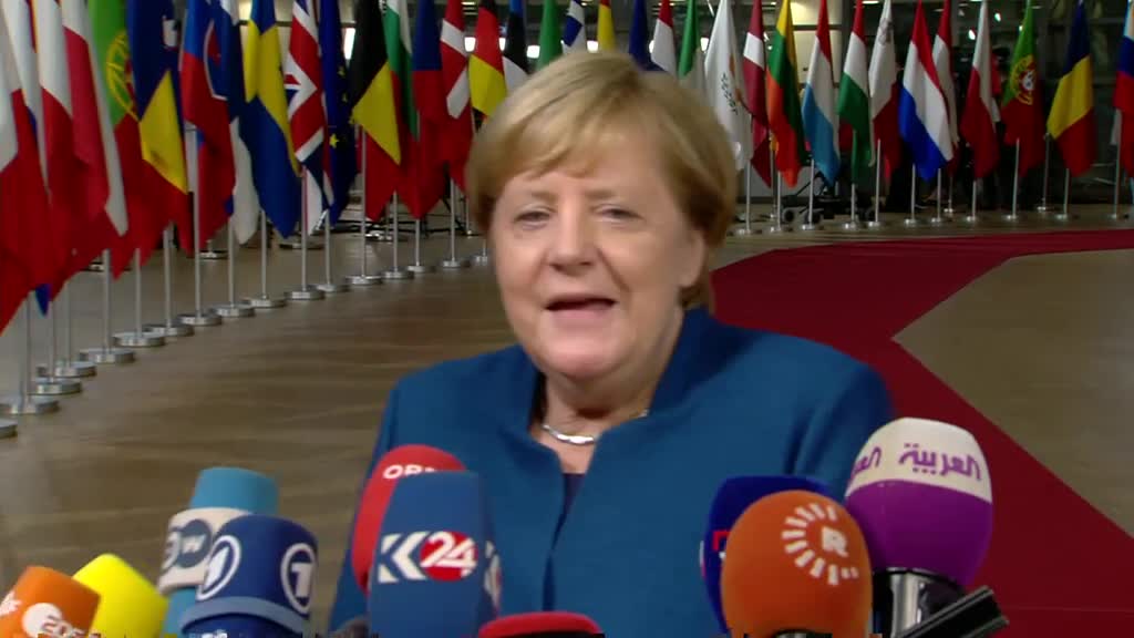 Angela MERKEL, Federal Chancellor of Germany, speaking to reprters in Brussels