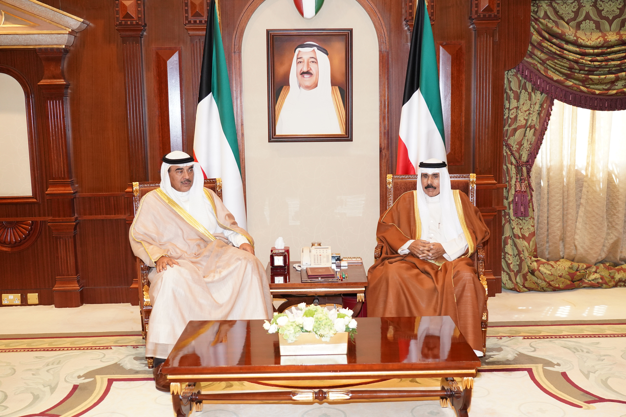 His Highness the Crown Prince Sheikh Nawaf Al-Ahmad Al-Jaber Al-Sabah received Deputy Prime Minister and Minister of Foreign Affairs Sheikh Sabah Khaled Al-Hamad Al-Sabah