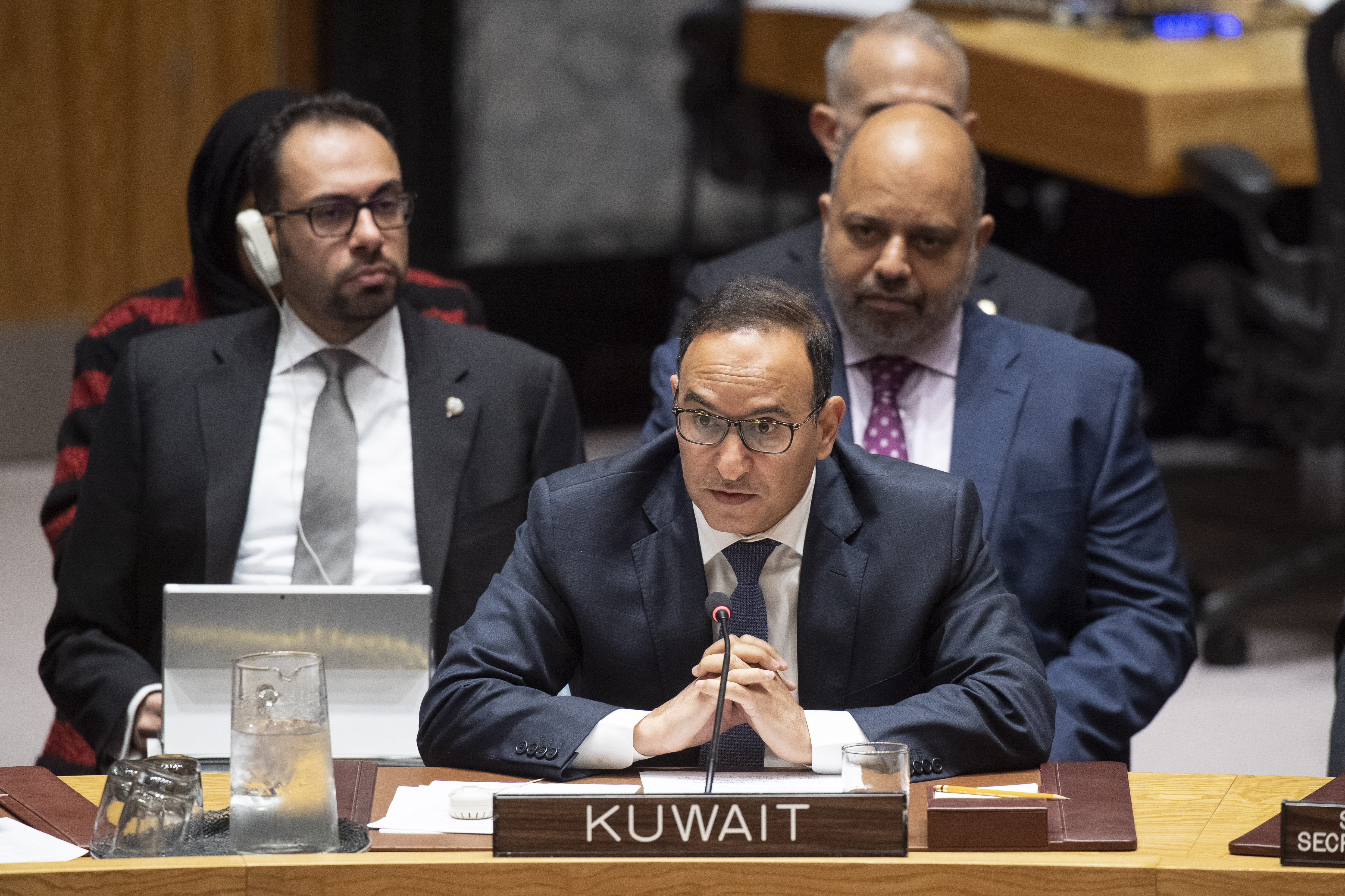 كلمة الكويت في جلسة مجلس الأمن حول المسار السياسي في سوريا والتي ألقاها مندوب دولة الكويت الدائم لدى الأمم المتحدة السفير منصور العتيبي