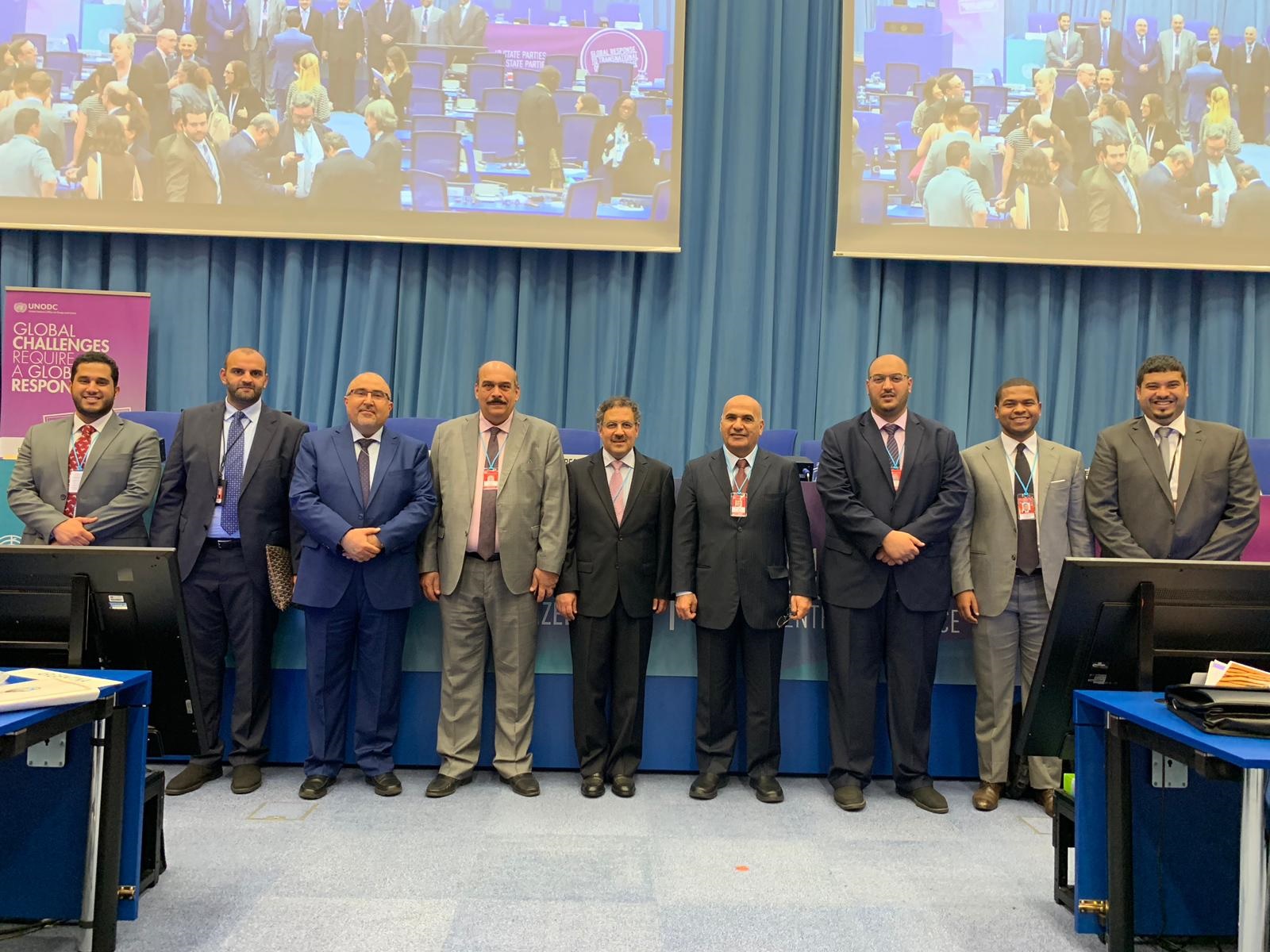 وفد الكويت المشارك في  فعاليات الدورة التاسعة لمؤتمر الدول الاطراف باتفاقية الأمم المتحدة لمكافحة الجريمة المنظمة عبر الوطنية