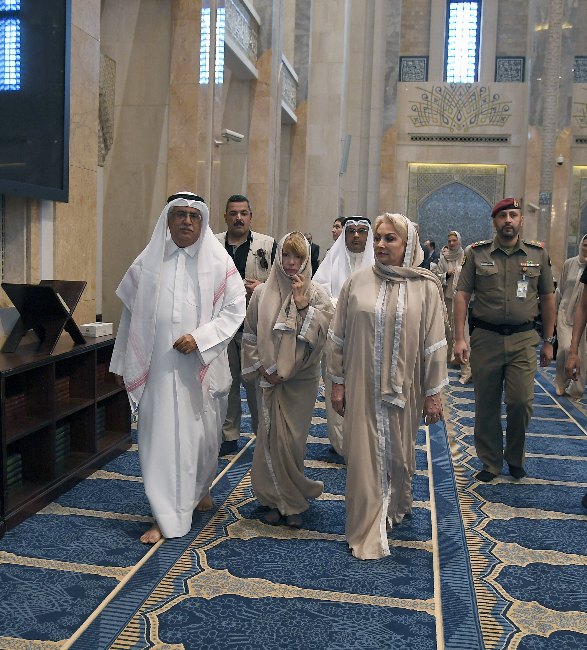 Romania's Prime Minister Viorica Dancila visits the Grand Mosque in Kuwait City