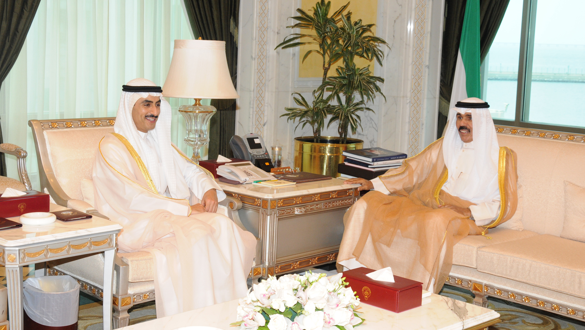 His Highness the Crown Prince Sheikh Nawaf Al-Ahmad Al-Jaber Al-Sabah received Kuwait's Ambassador to Saudi Arabia Sheikh Thamer Jaber Al-Ahmad Al-Sabah