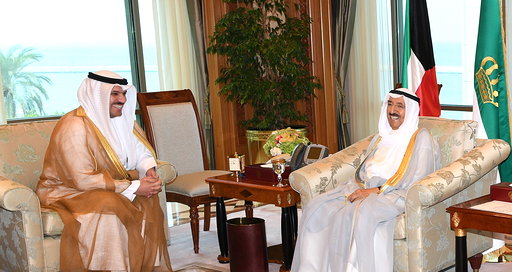 His Highness the Amir Sheikh Sabah Al-Ahmad Al-Jaber Al-Sabah received the governor of the Central Bank of Kuwait Dr. Mohammad Al-Hashel