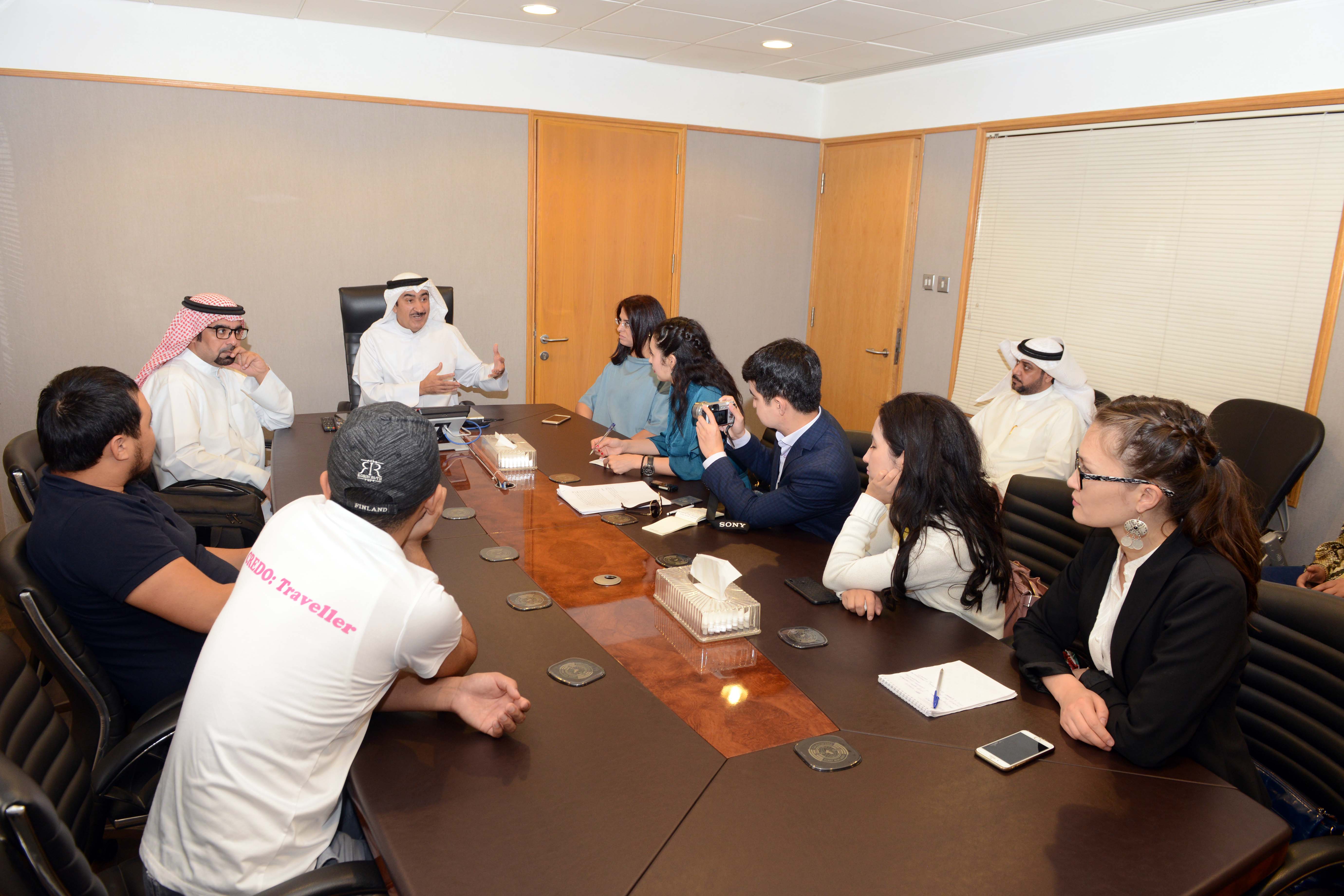 KUNA's Deputy Director General for the Editorial Sector and Editor-in-Chief Saad Al-Ali meets with the Kazak media delegation