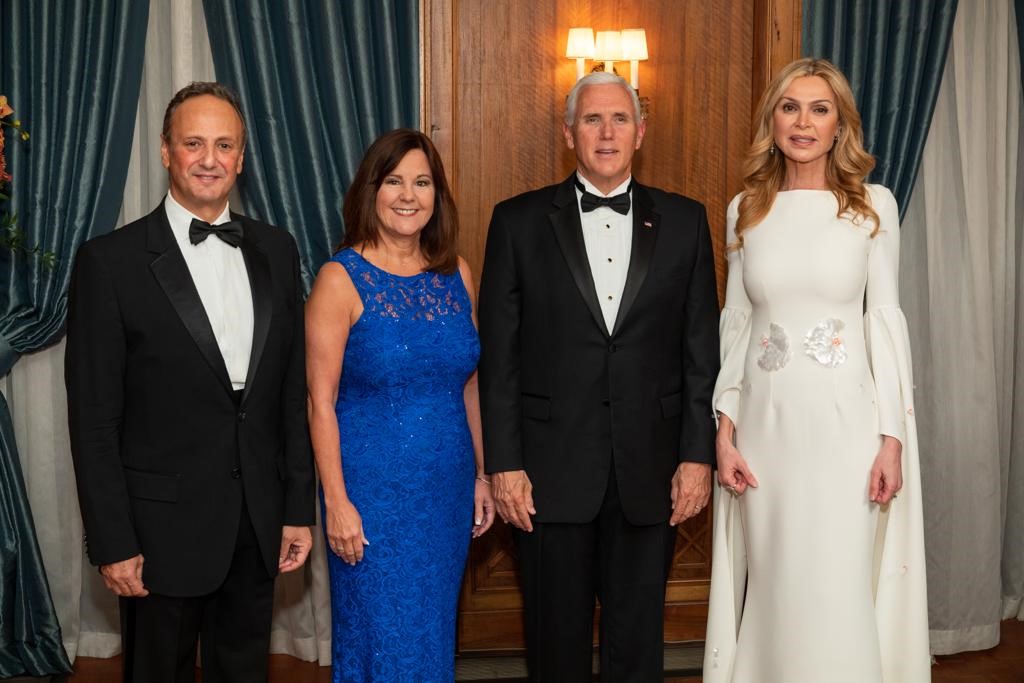 US Vice President Mike Pence, Second Lady Karen Pence, with Kuwait's Ambassador to the US Sheikh Salem Al-Sabah and his wife