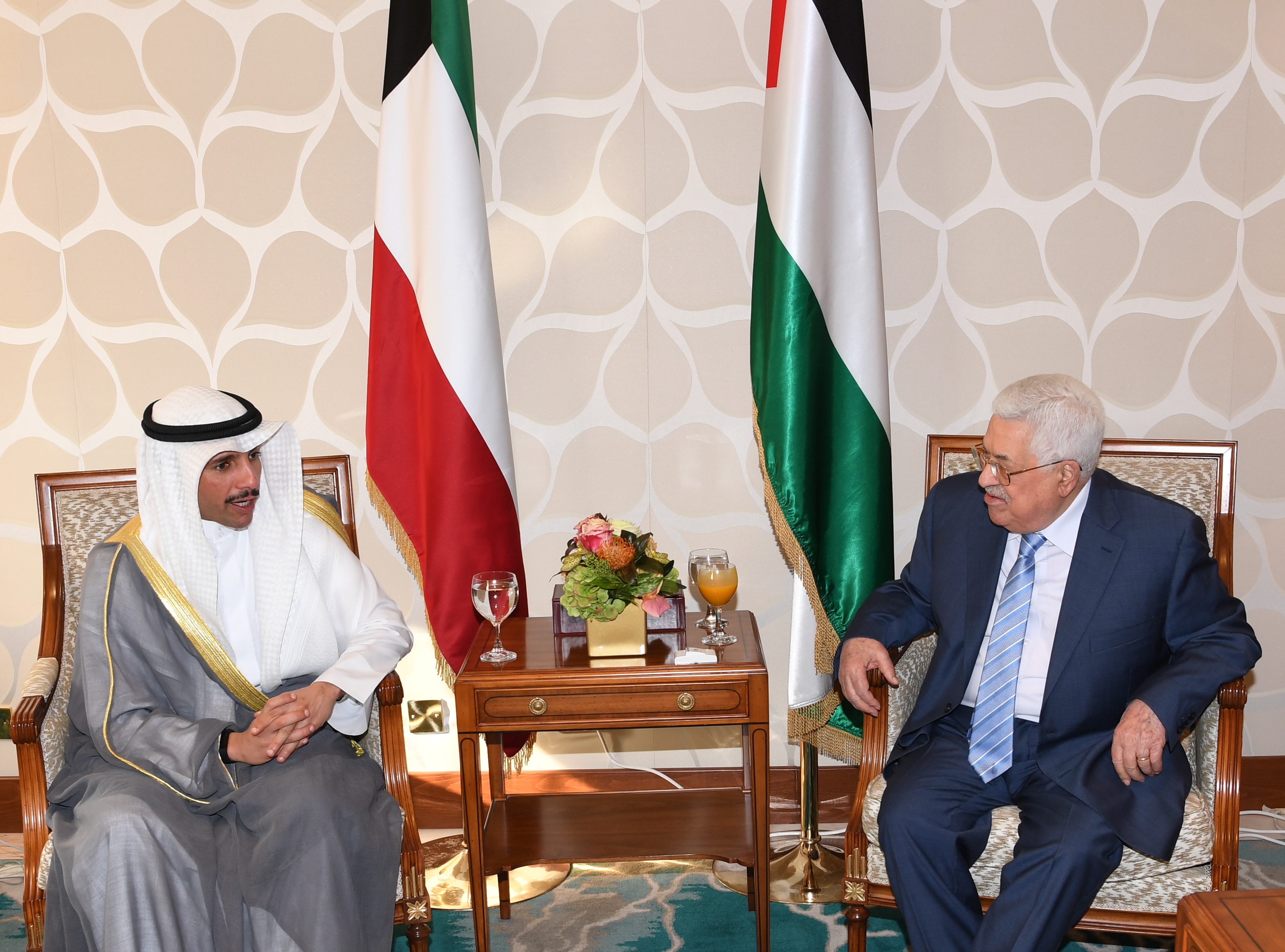 الرئيس محمود عباس رئيس دولة فلسطين يستقبل رئيس مجلس الأمة مرزوق علي الغانم