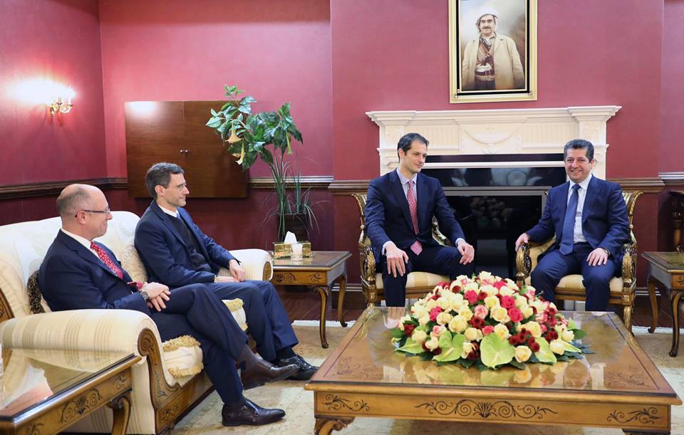Deputy Assistant Secretary of State for Iran and Iraq Andrew Peek meets with Kurdistan province's national security advisor Masrur Barzani