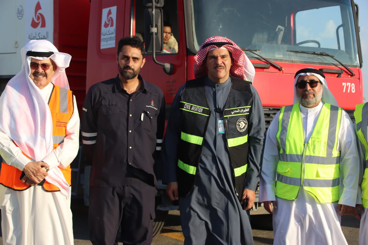 Chairman of Kuwait Airways Yousef Al-Jasem and Chairman of the Directorate General of Civil Aviation (DGCA) Sheikh Salman Sabah Al-Salem Al-Hmoud Al-Sabah during an inspection tour