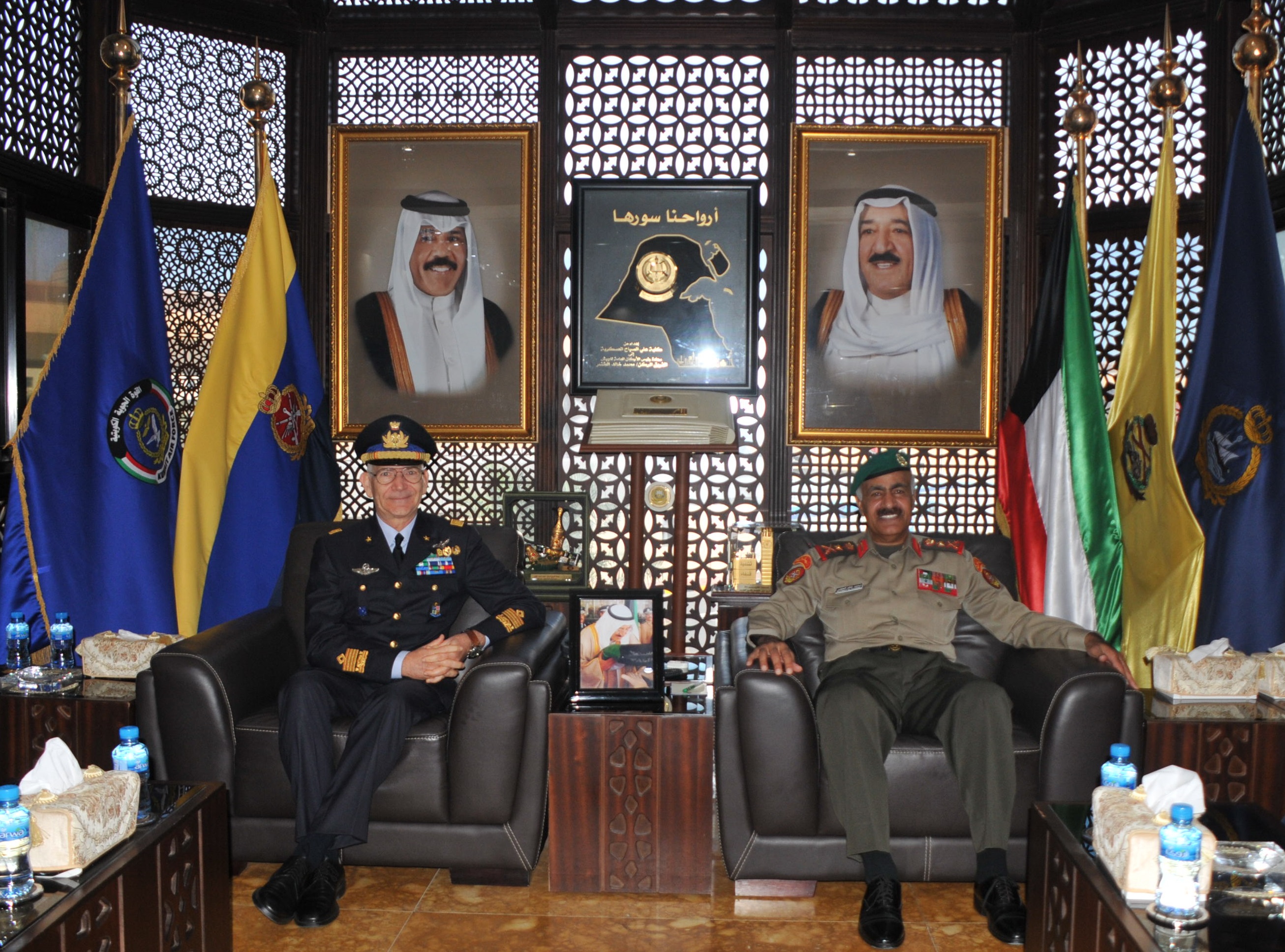 Chief of the Kuwaiti Army's General Staff Lieut. Gen. Mohammad Al-Khodr and visiting Chief of Staff of the Italian Air Force Gen. Alberto Rosso