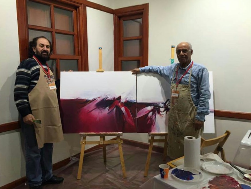 Kuwaiti fine artist Mahmoud Ashkanani presents his work at workshop in Turkey