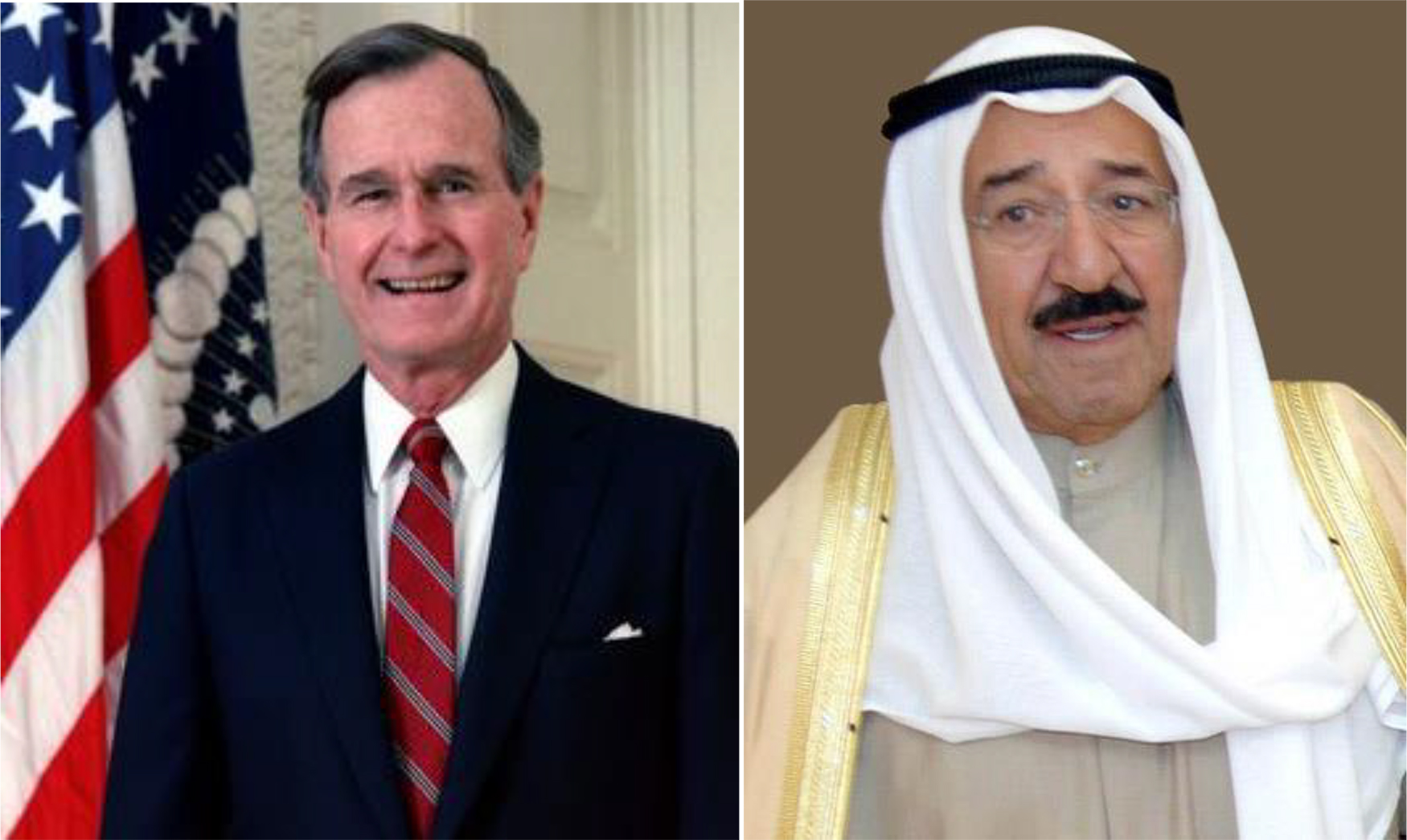 (Archive photo)His Highness the Amir Sheikh Sabah Al-Ahmad Al-Jaber Al-Sabah and former US President George H.W. Bush