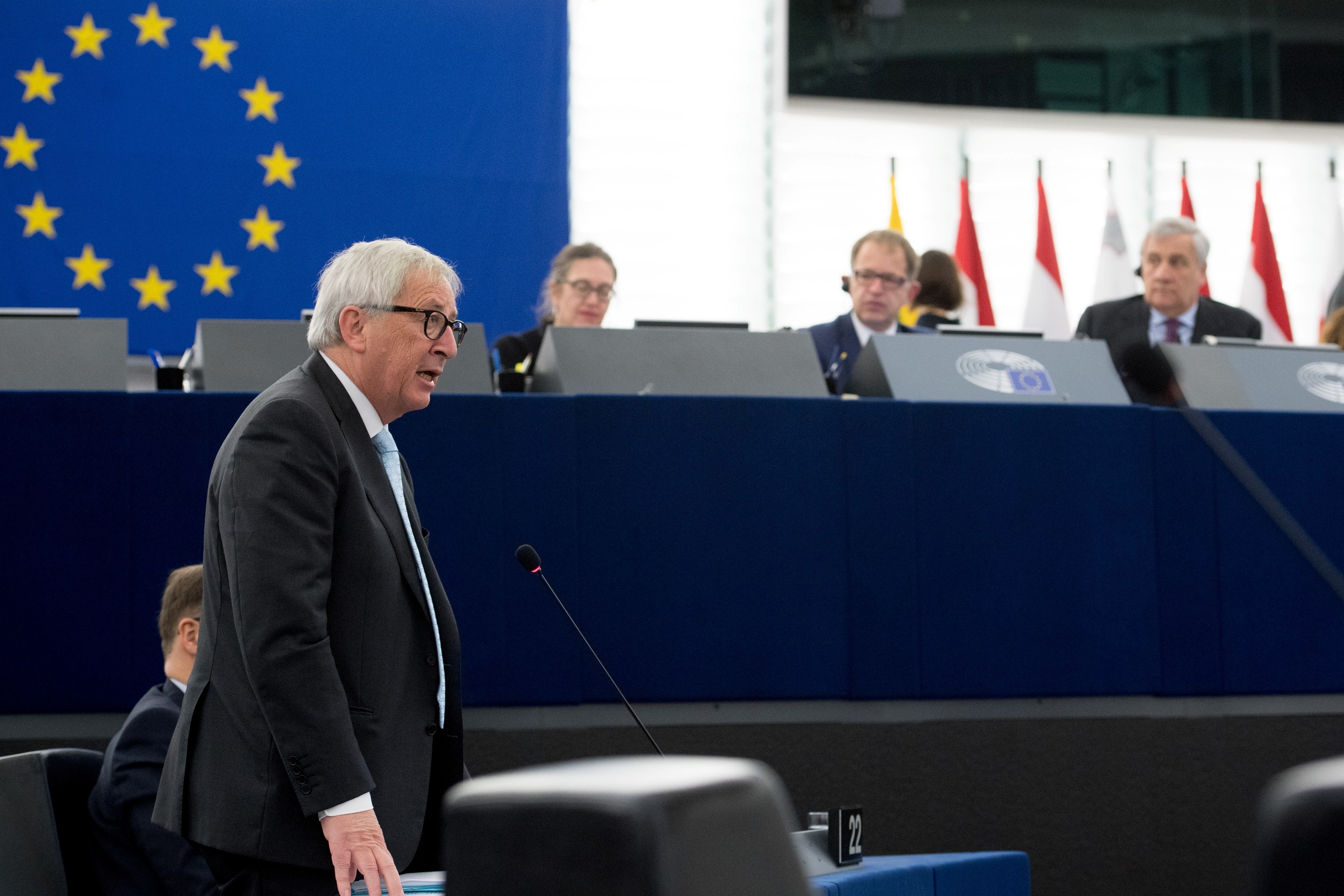 European Commission President Jean-Claude Juncker speaking in the EP in Strasbourg