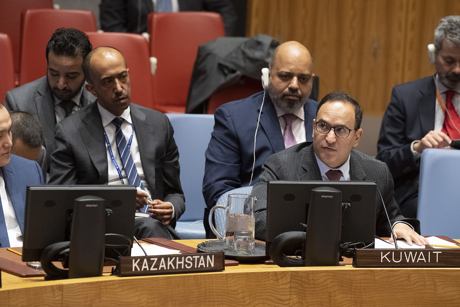 Permanent Representative to the UN, Ambassador Mansour Al-Otaibi addresses the Security Council session to discuss the situation in Yemen