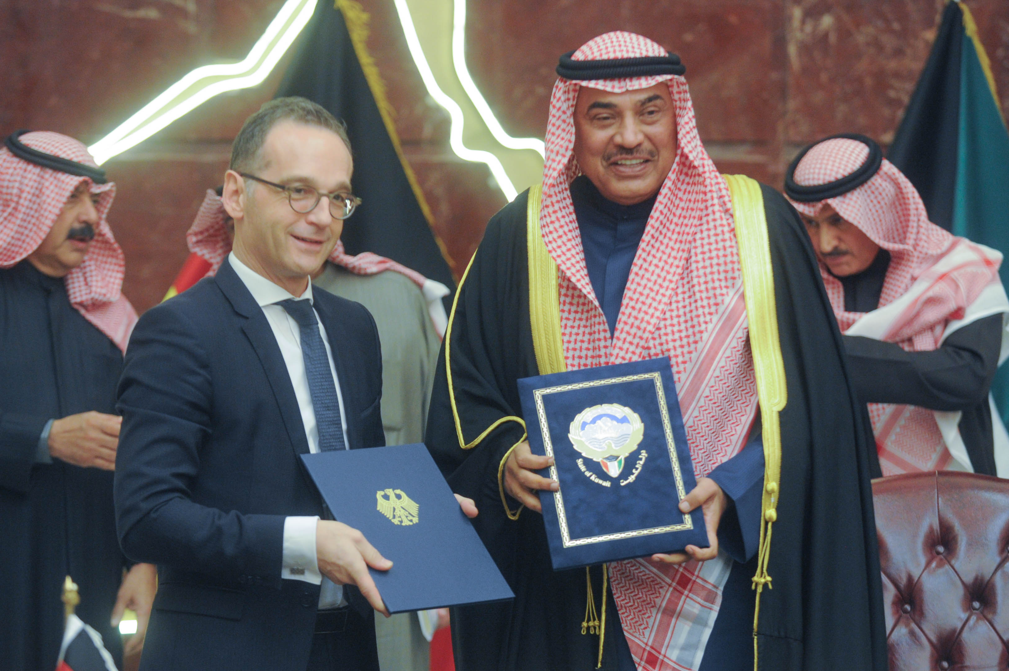 Kuwait Deputy Premier and Foreign Minister Sheikh Sabah Khaled Al-Hamad Al-Sabah with his German counterpart Heiko Maas