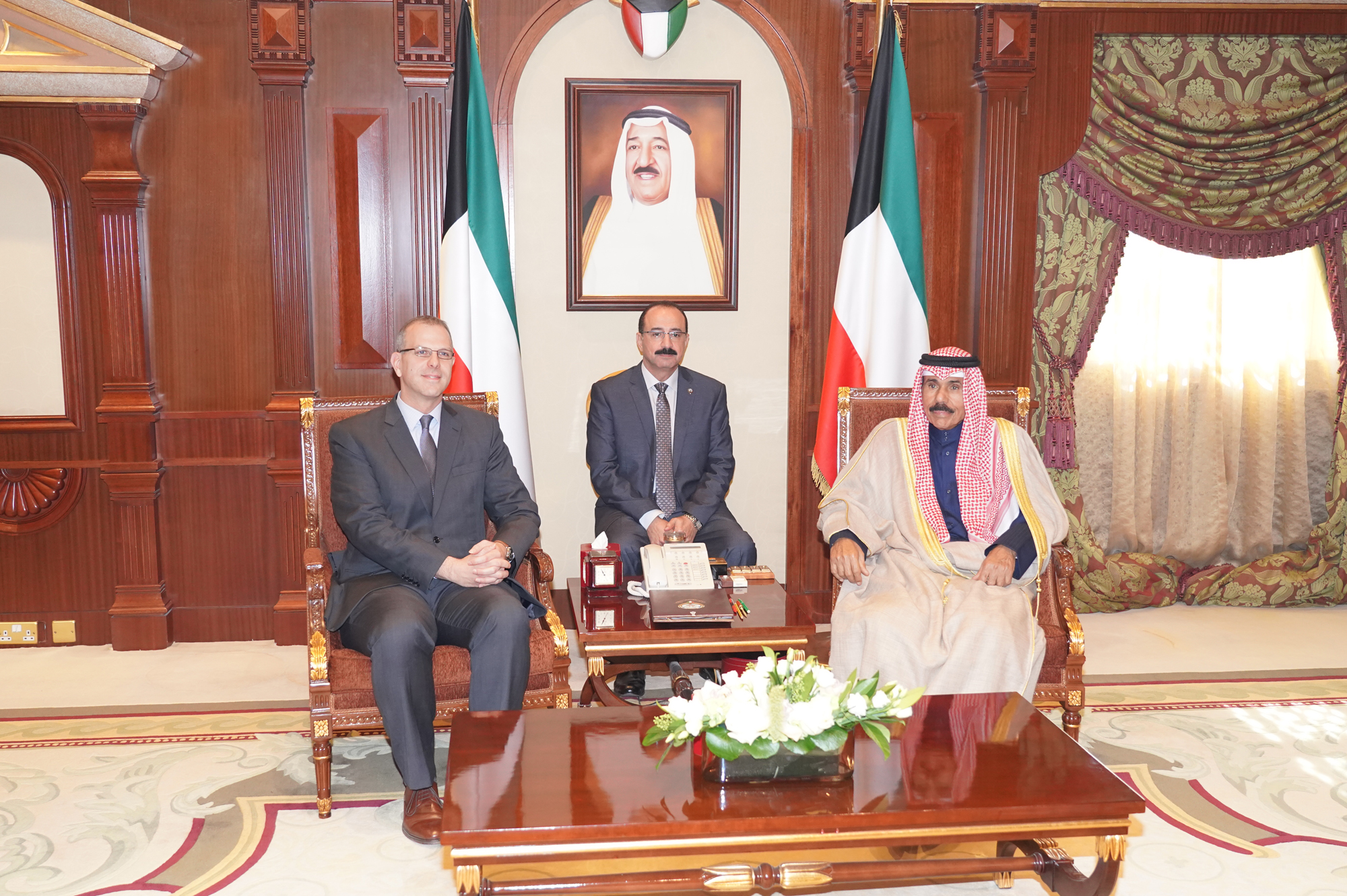 His Highness the Crown Prince Sheikh Nawaf Al-Ahmad Al-Jaber Al-Sabah receives Canadian ambassador Louis Emond
