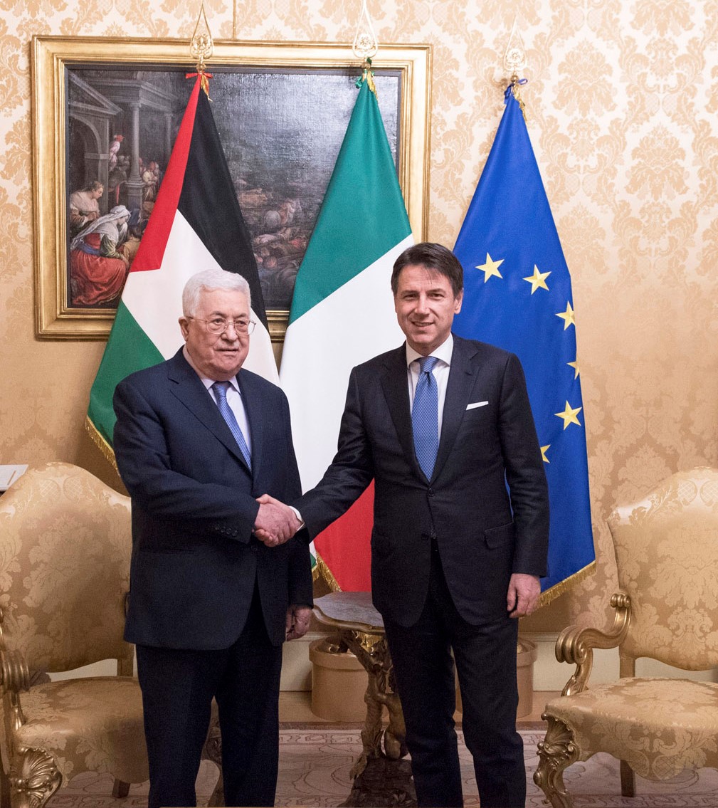 رئيس الوزراء الايطالي جوزيبي كونتي يستقبل الرئيس الفلسطيني محمود عباس