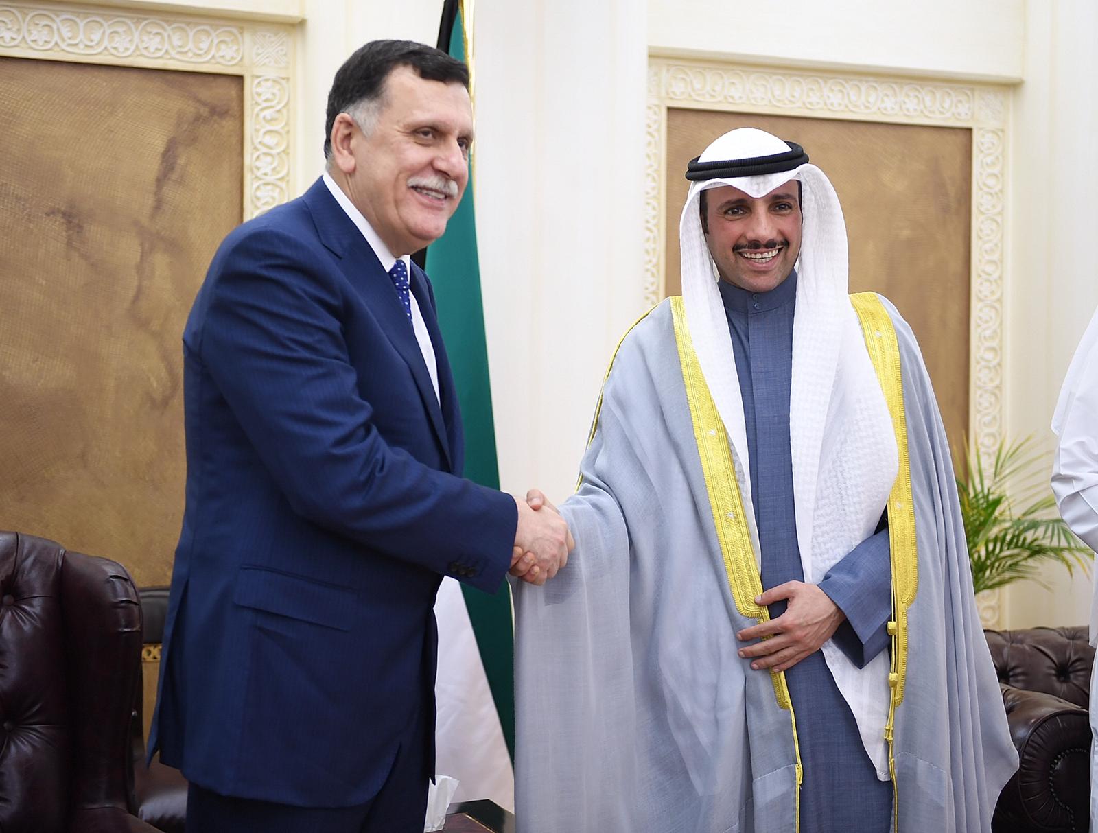 رئيس مجلس الأمة مرزوق علي الغانم يستقبل رئيس المجلس الرئاسي لحكومة الوفاق الوطني في ليبيا فائز السراج