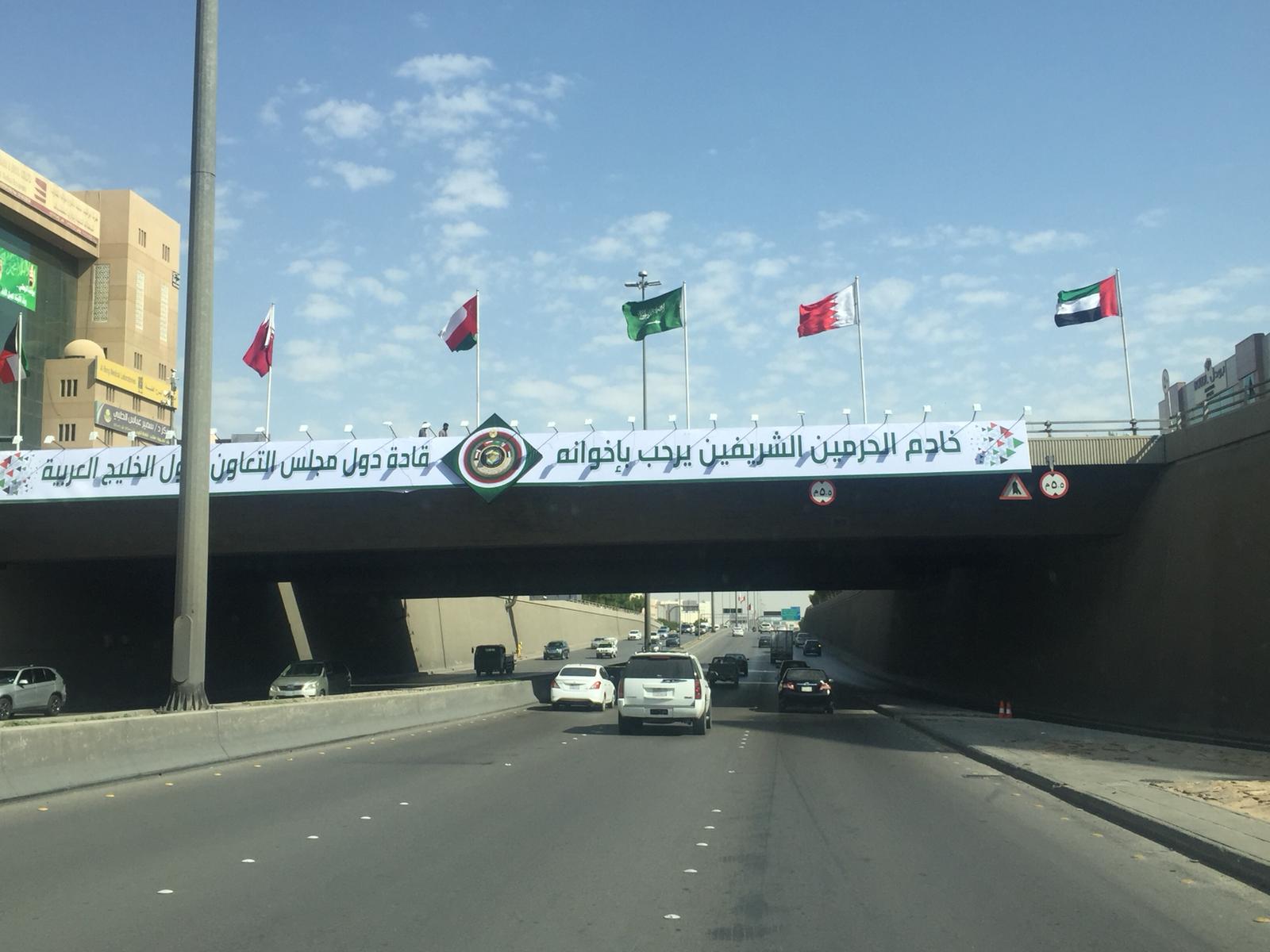 اعلام دول المجلس تزين ساريات الشوارع في العاصمة (الرياض)