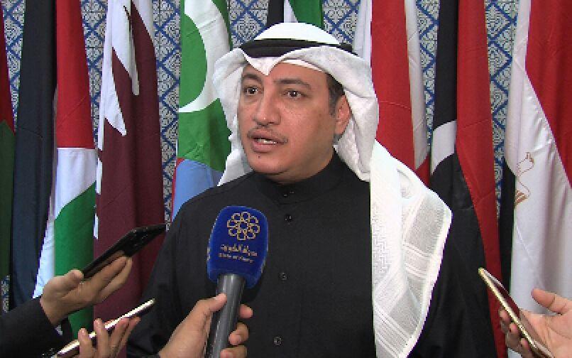 Kuwaiti MP Askar Al-Enezi at end of the third meeting of the Arab Parliament's second session